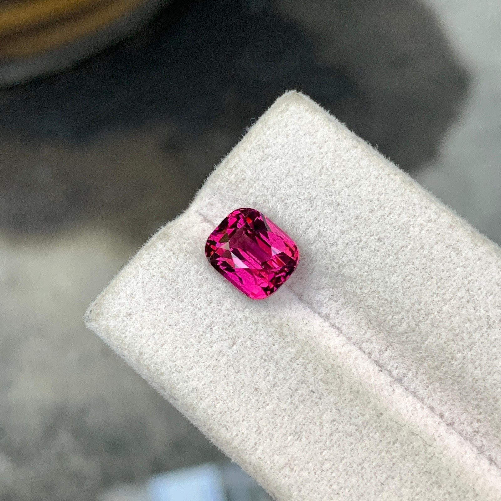 Certified 3.20 Cts Natural SI Clarity Purple Rhodolite Garnet Cushion Tanzania
