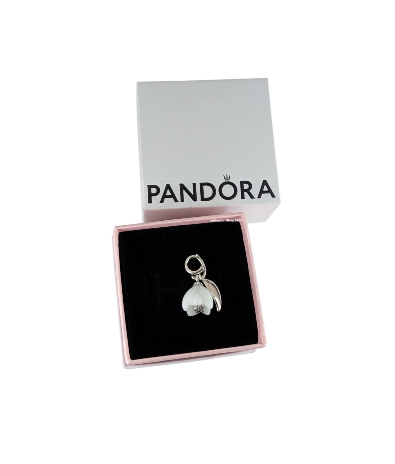 New Authentic PANDORA 925 White Murano Glass Snowdrop Flower Charm 794239C01