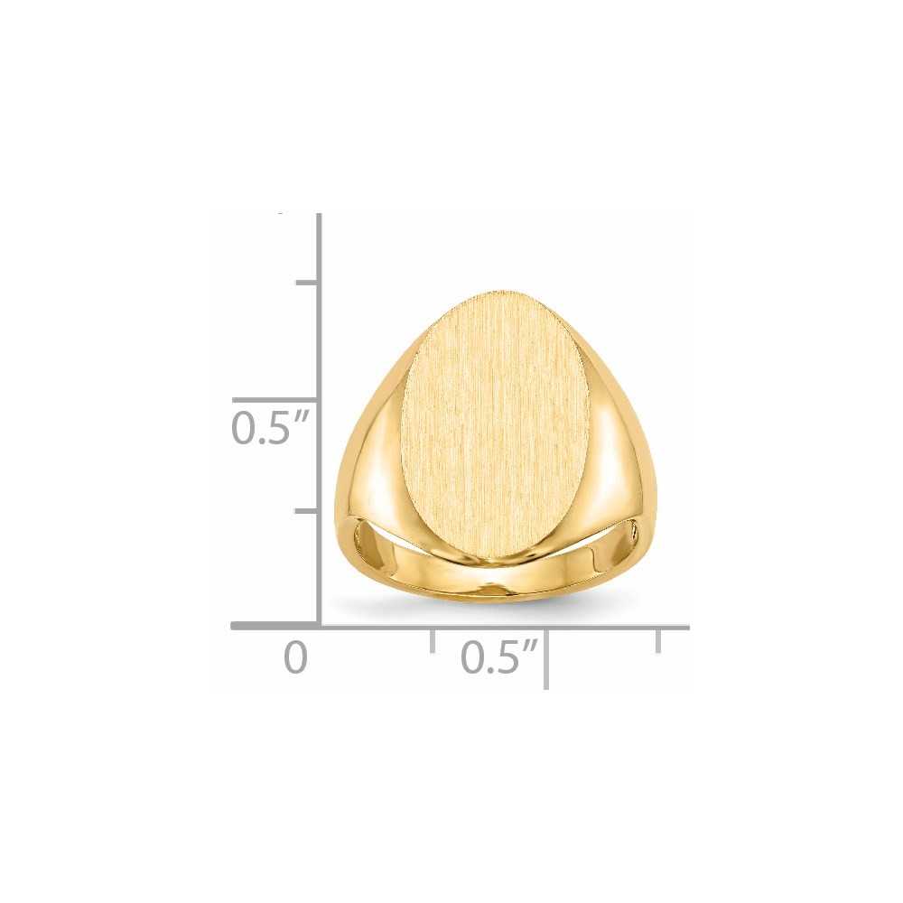 14k Yellow Gold 12.0×17.0mm Oval Open Back Signet Ring Size 7