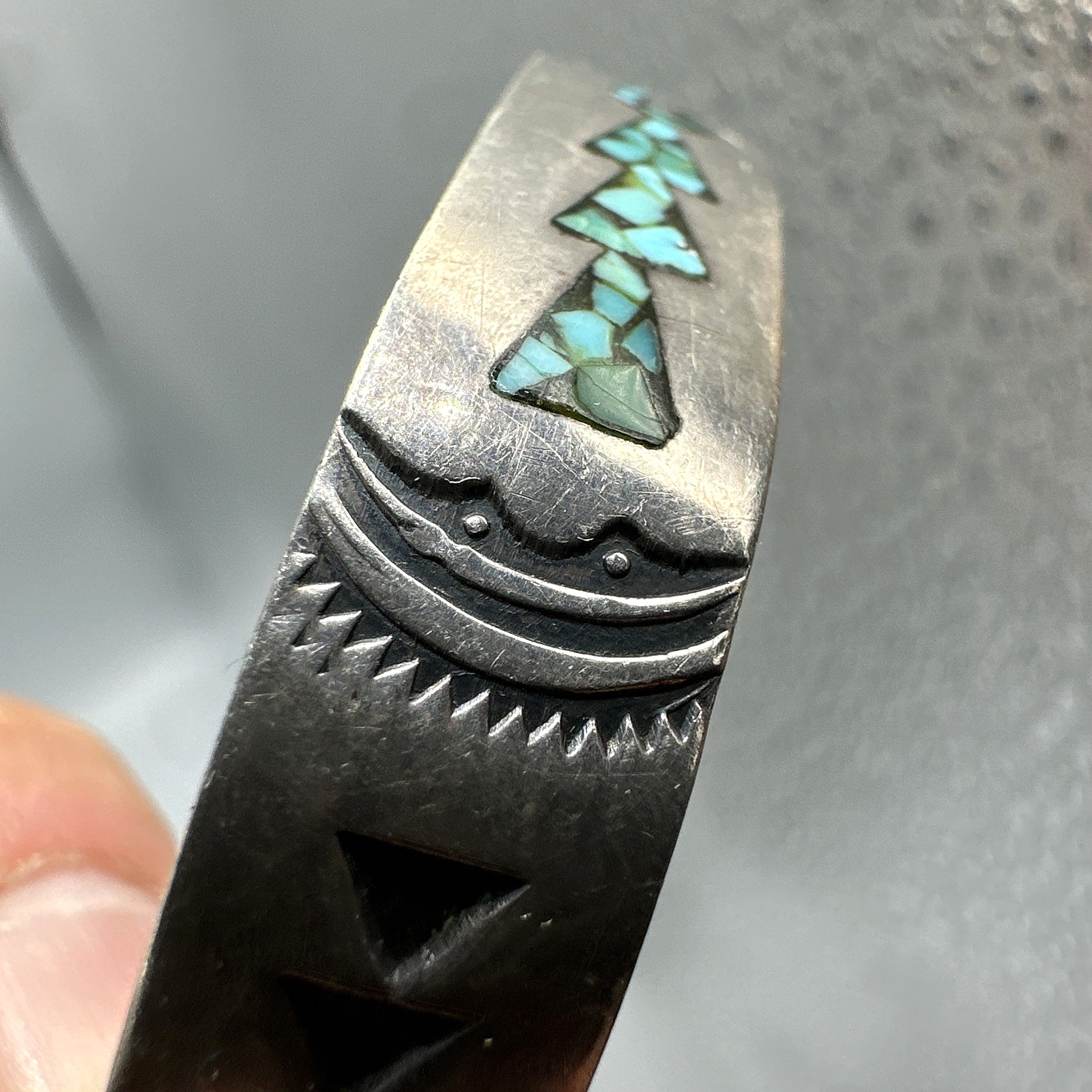 Vtg Gene Gibson Navajo Sterling Silver Turquoise Native American Cuff Bracelet
