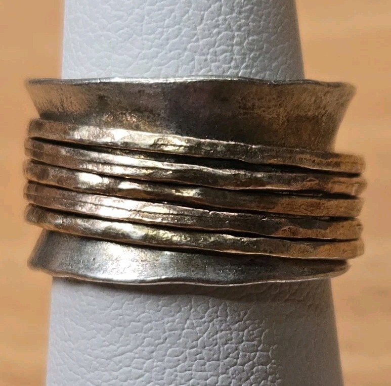 Paz Creations 925 Israel Sterling Silver Spinner Ring Size 5.5 Two Tone 6.39g PZ