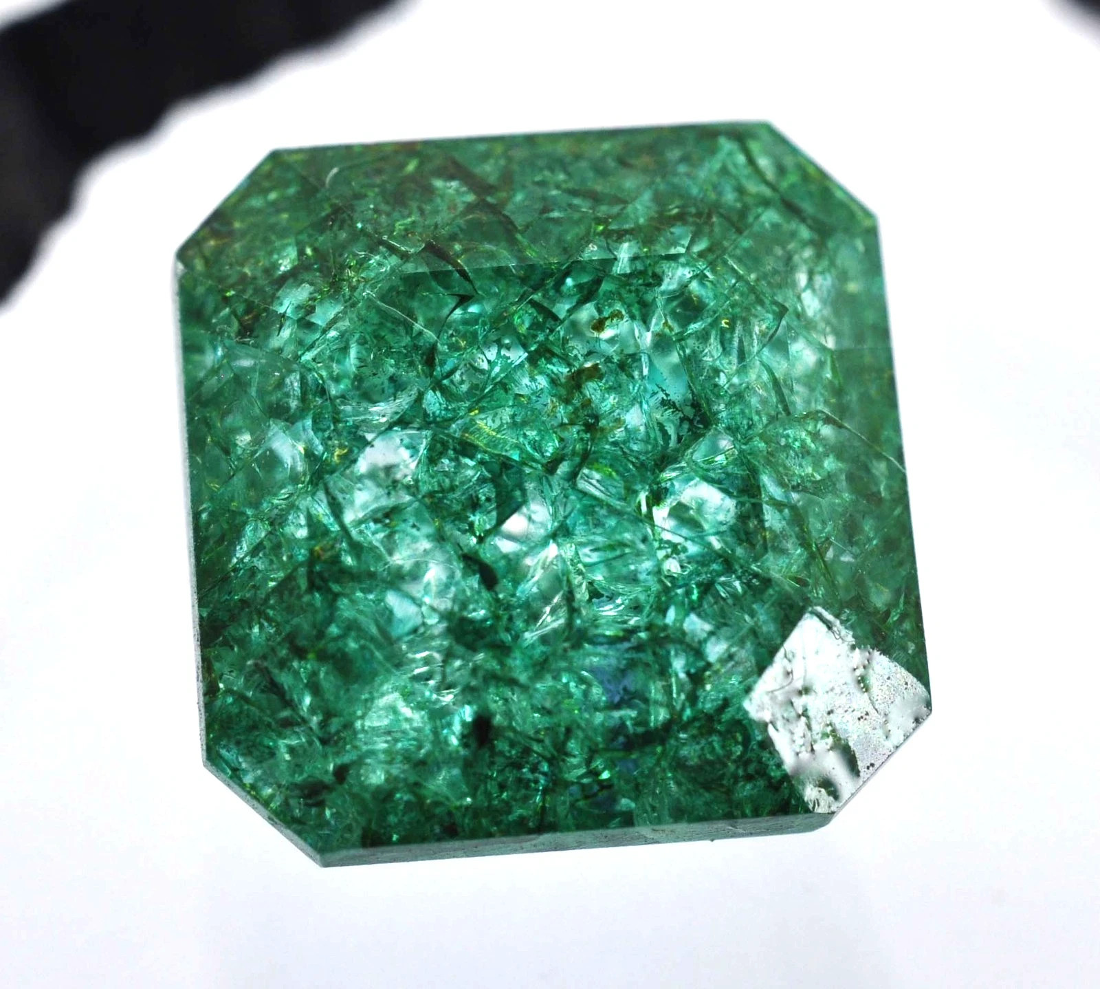 Natural 11.45 Ct Zambian Green Emerald GIE Certified Asscher Cut Loose Gemstone