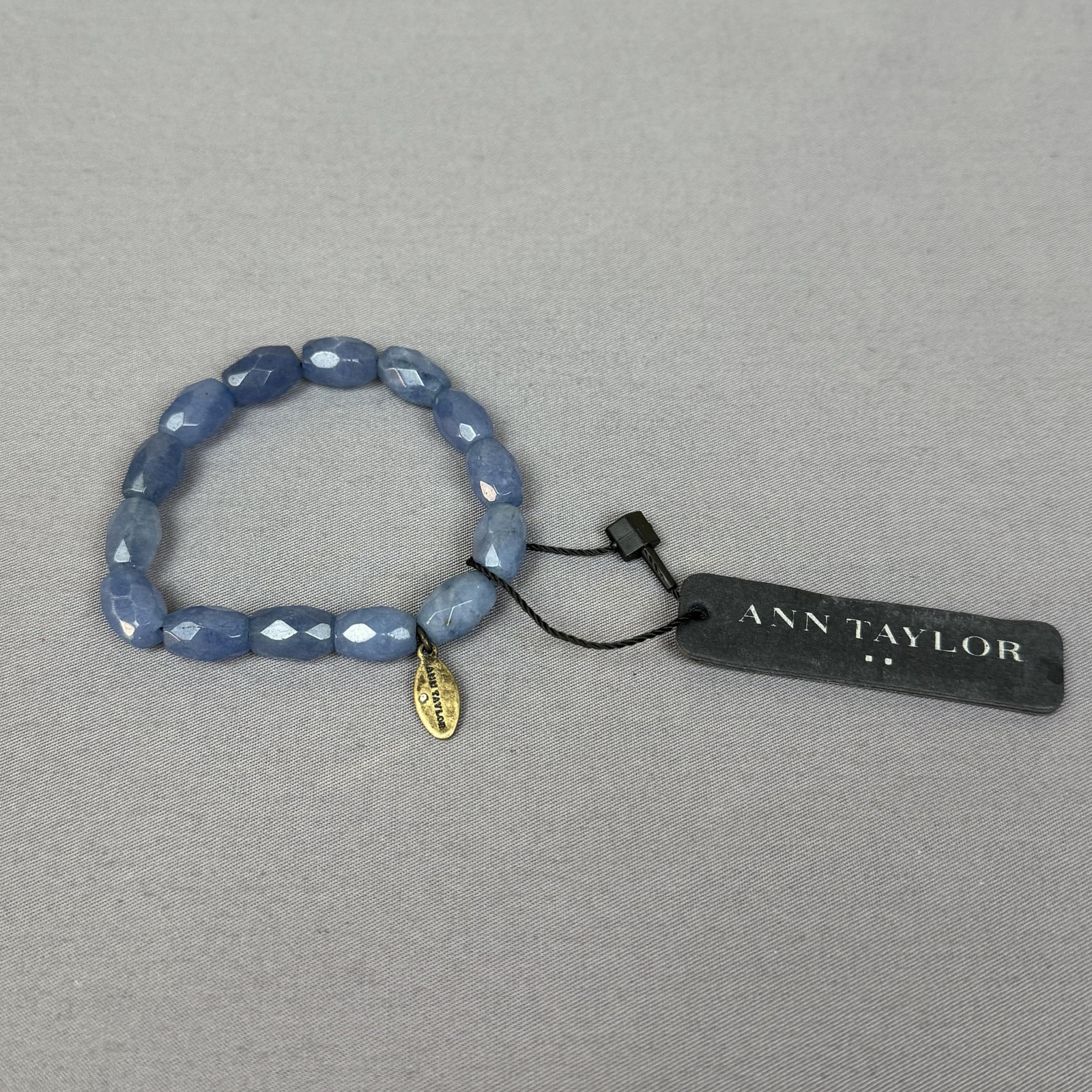 Ann Taylor Bracelet Blue Faceted Beaded Charm Stretch Womens 8 In Jewelry