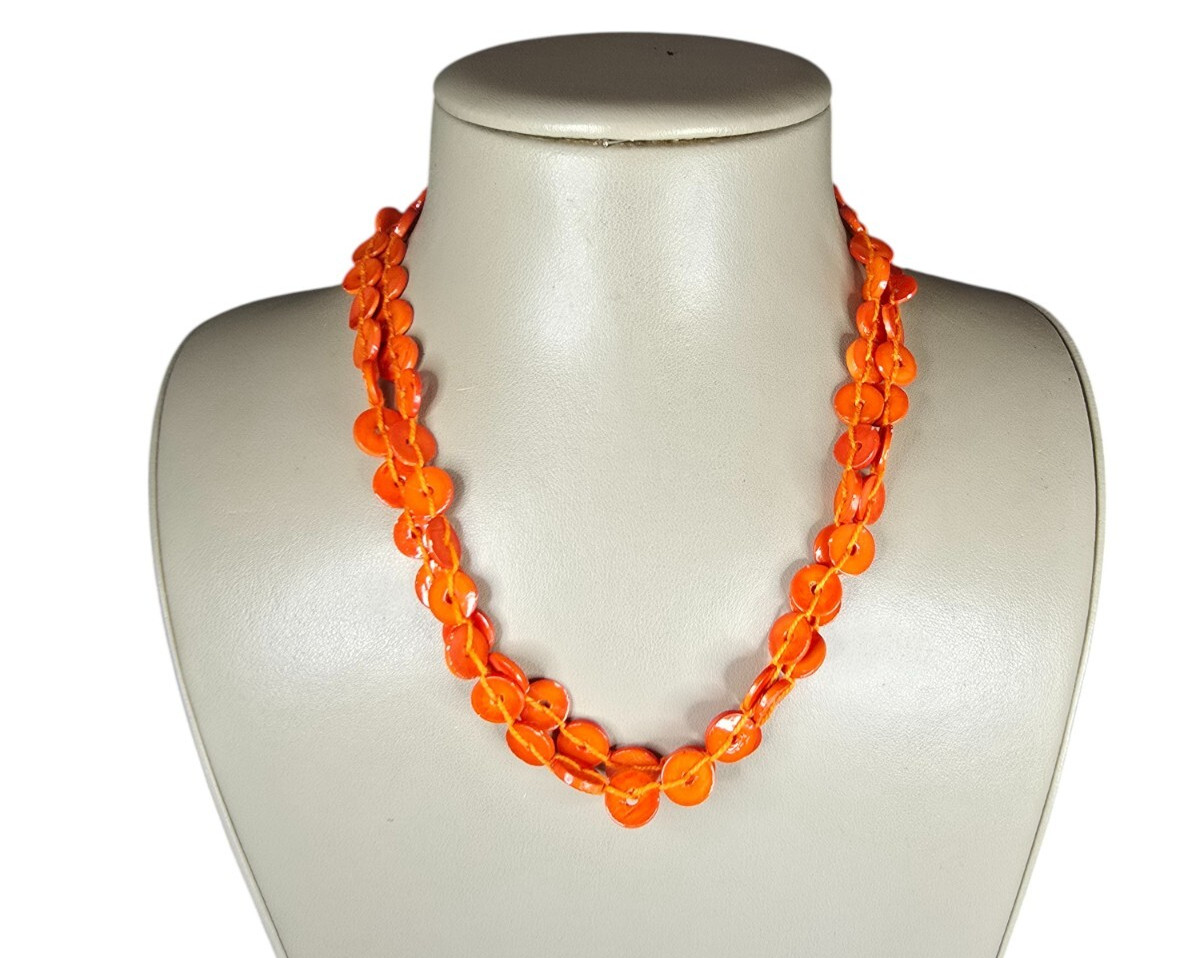 Stephan & Co Women’s Trendy Double Layer Orange Necklace NWT