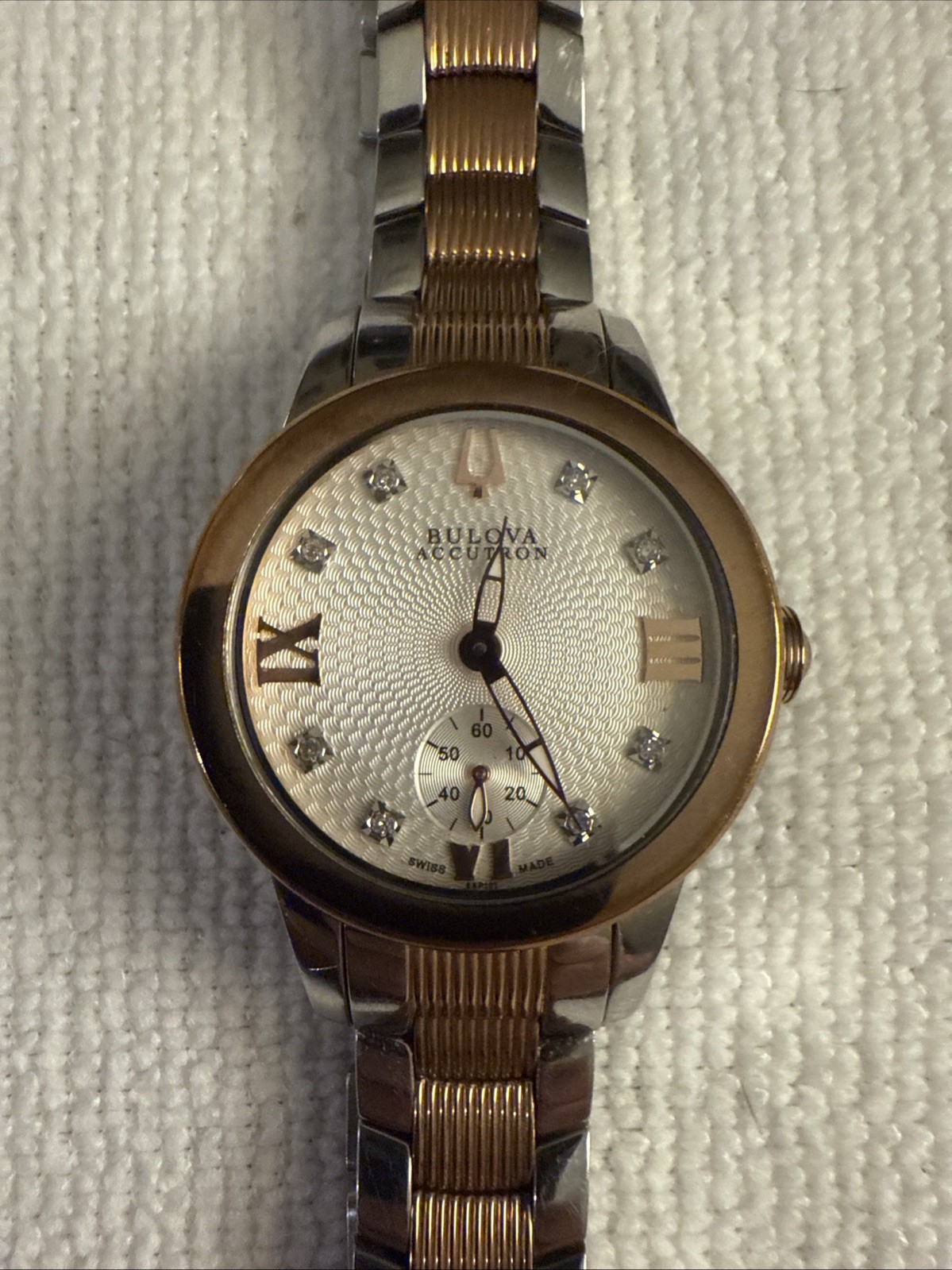 Swiss Made Bulova Accutron 65P100 Masella Diamond Accented Two-Tone Ladies Watch