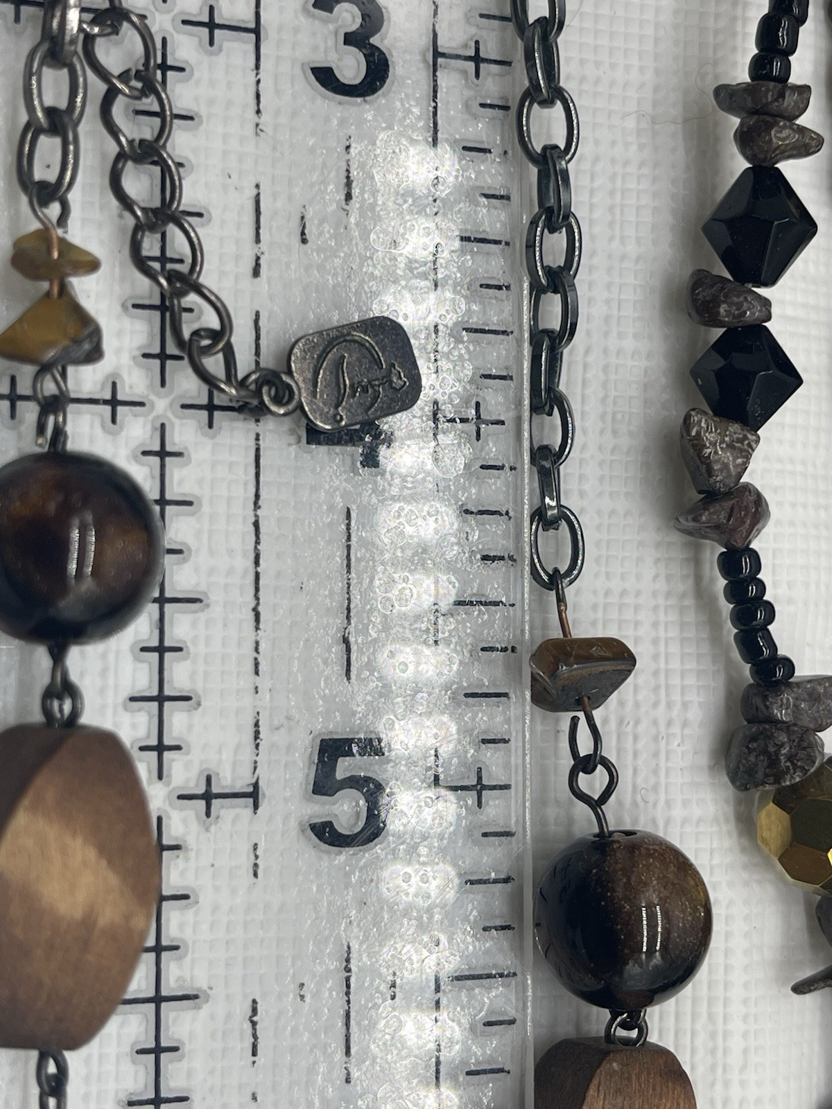 Boho Earth Tone Beaded Necklace Lot Of 3 Jasper Wood Pendant Layered You & I