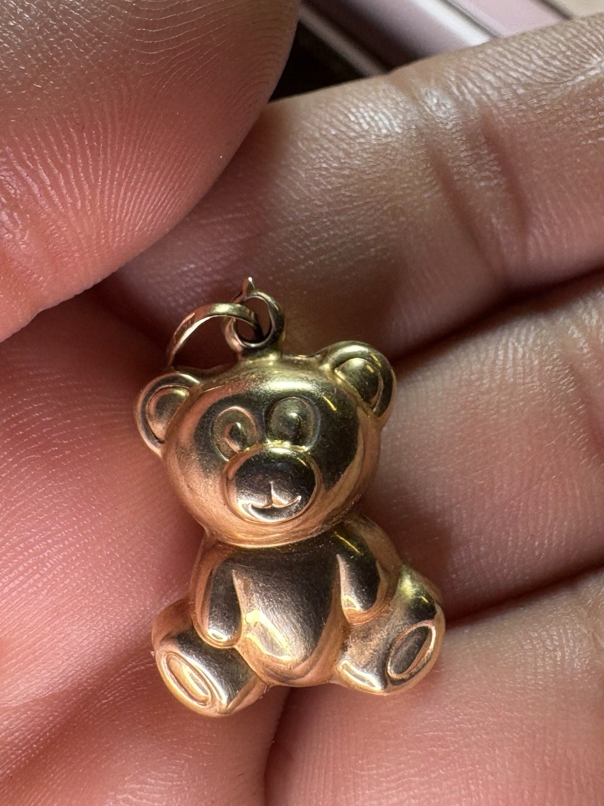 14k Yellow Gold 3D Teddy Bear Italy Large Puffy 2.50G Pendant Charm 25mm 585