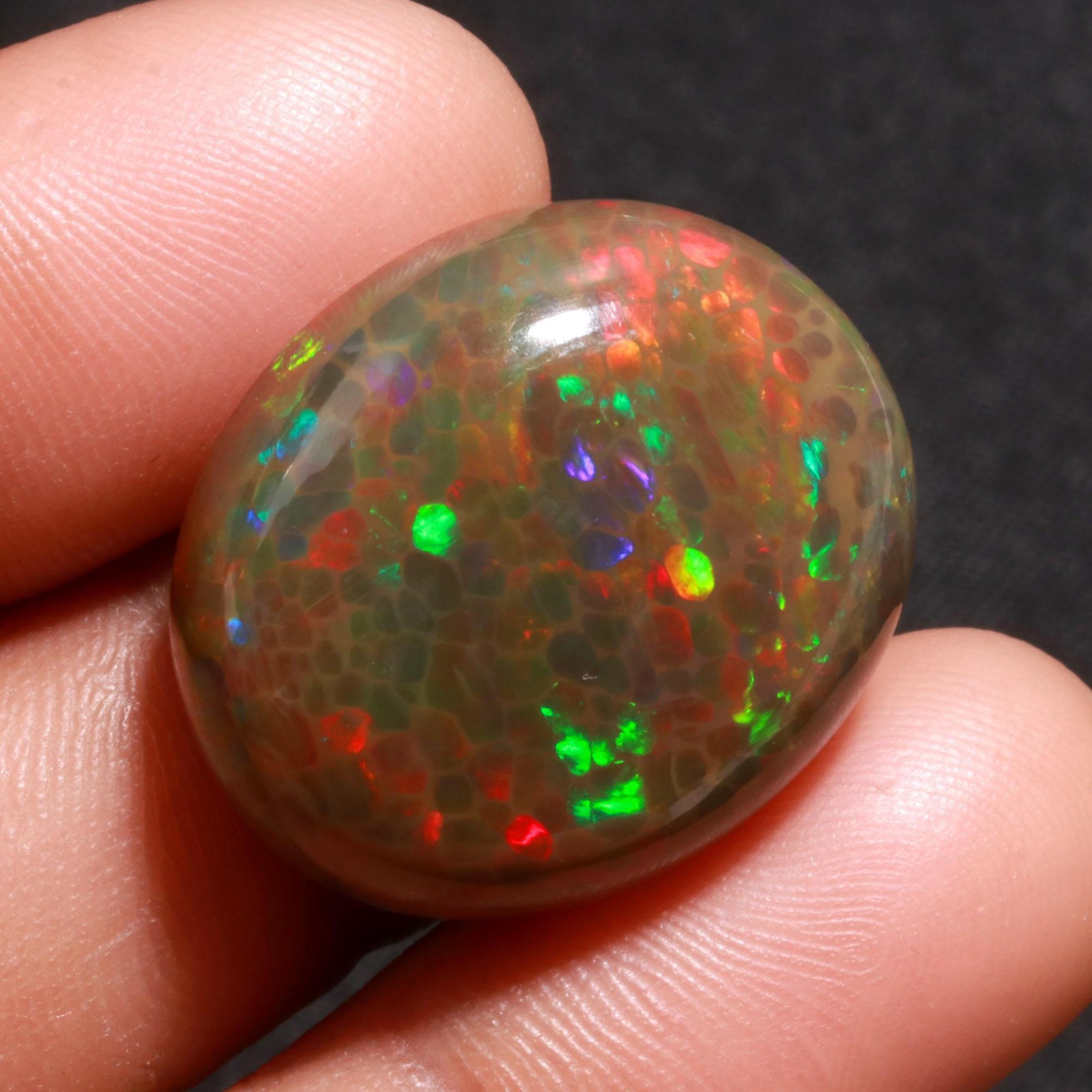 28.75Cts Very Rare Natural Black Honeycomb Ethiopian Opal Cabochon Big Gemstone