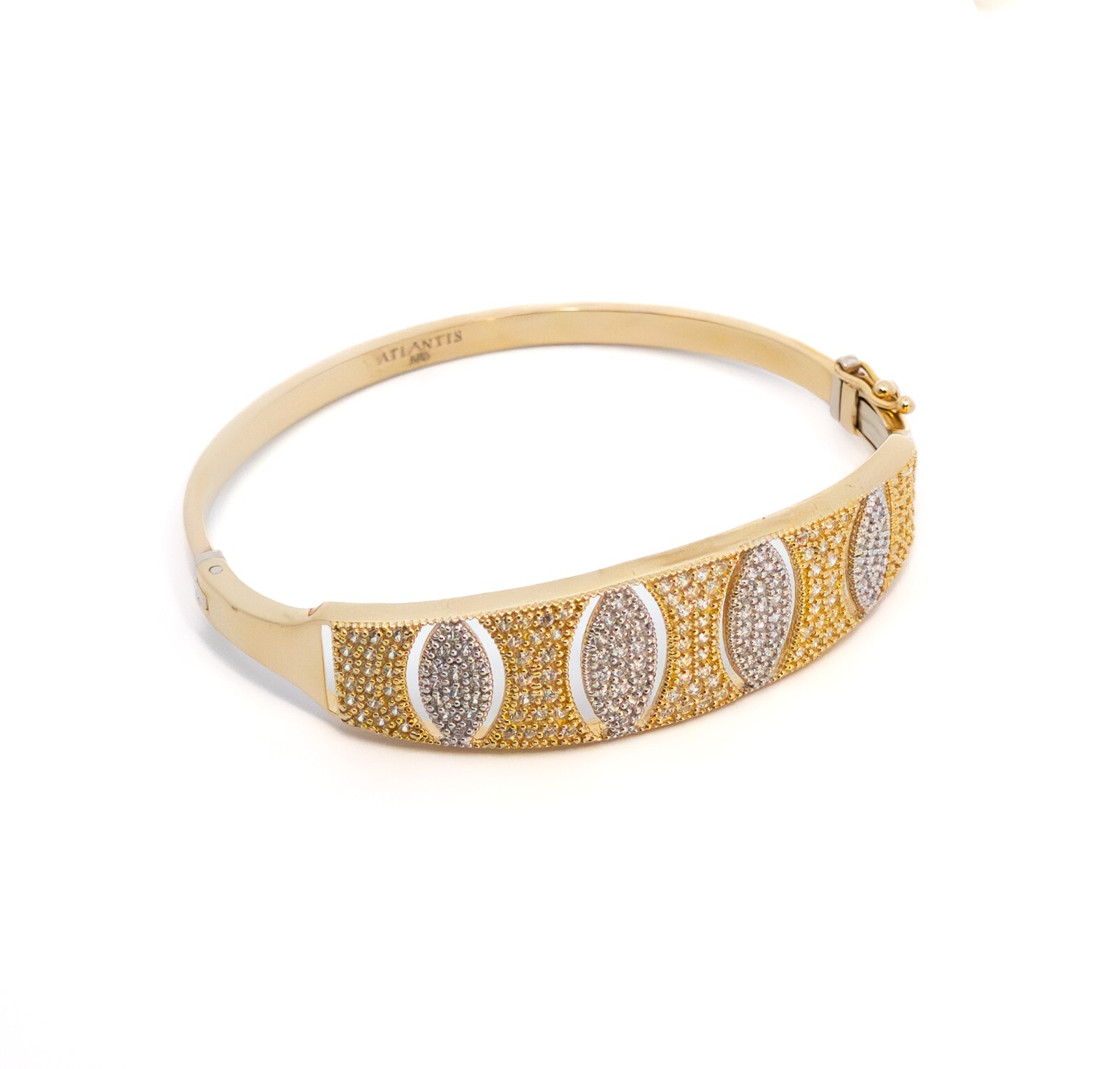 Gold bangle, gold bangle with zircon, yellow gold 585 14 KT