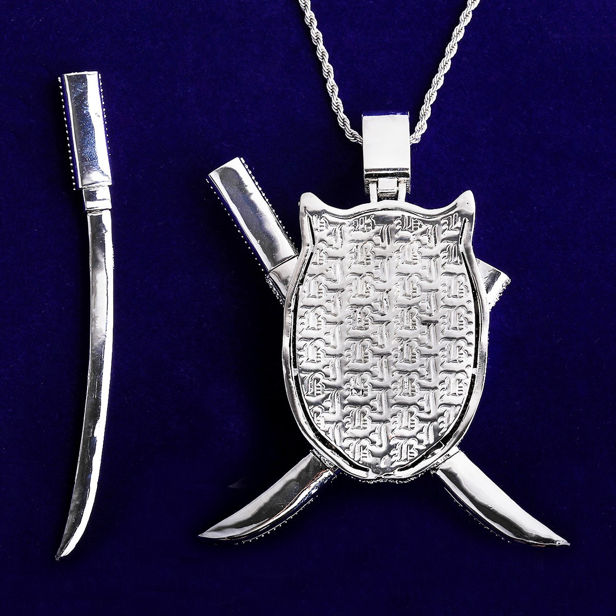 Hip Hop Iced CZ Bling Ninja Pendant Necklace Chain Men Rapper Jewelry