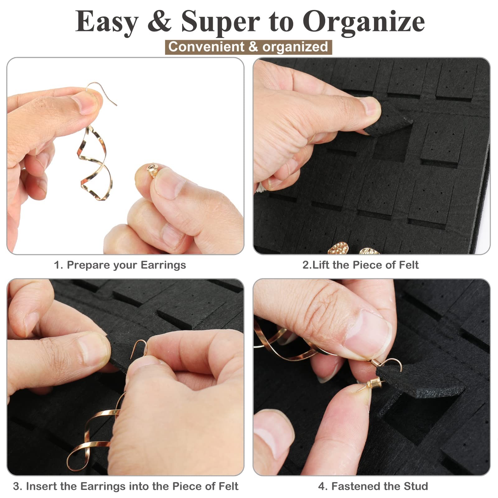 Resovo Hanging Earrings Organizer & Holder – 20 22.5*13.6 inches, Black