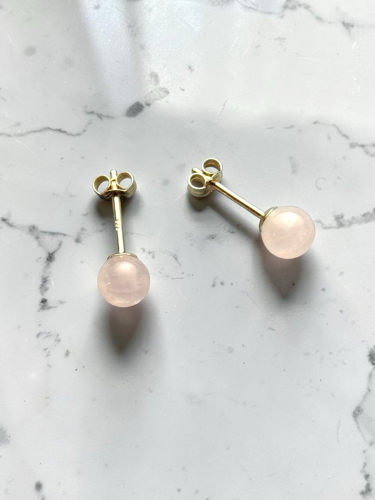 Genuine 5mm Rose Quartz 9ct Gold Earring Studs 1 Carat Approx