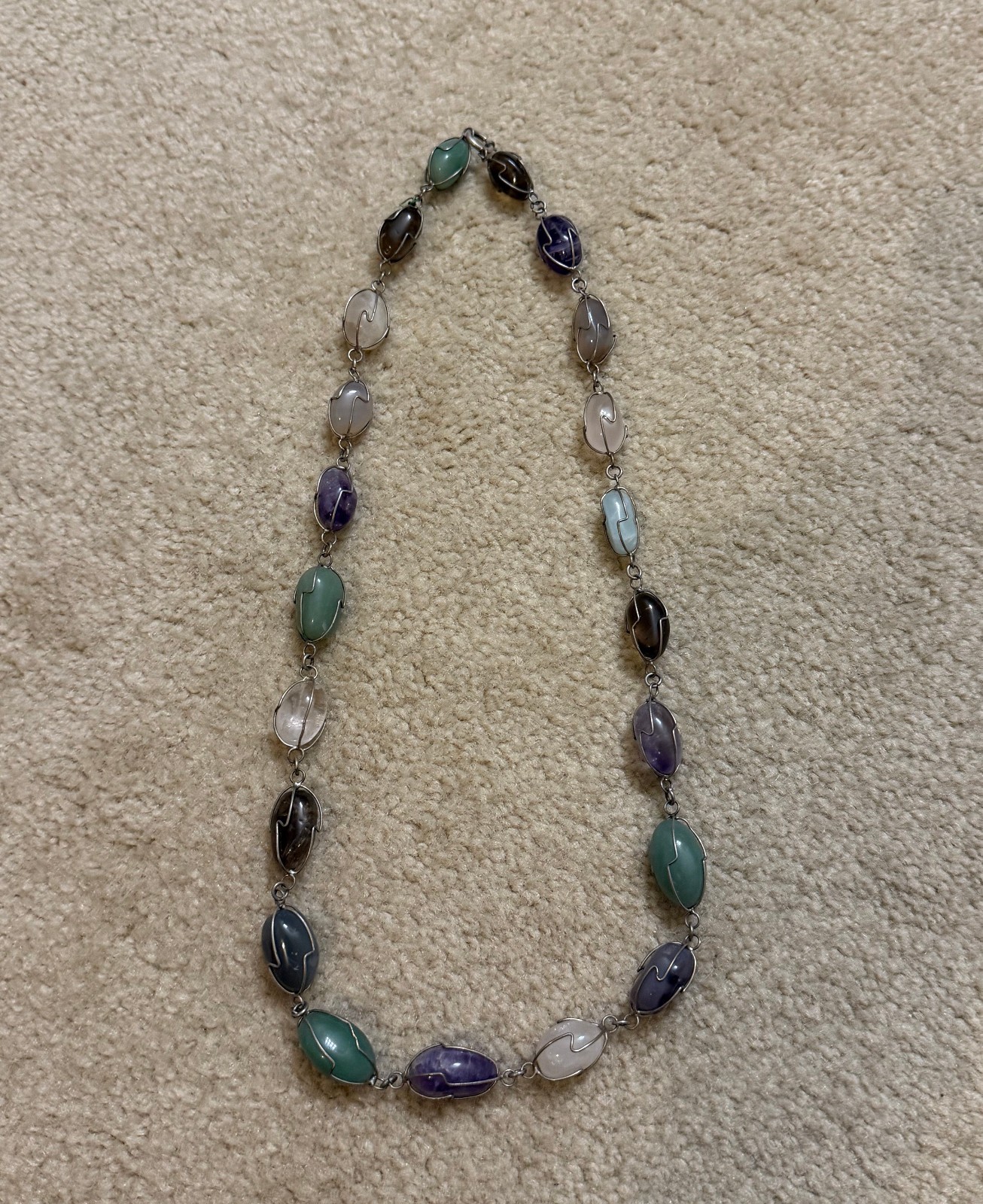 Lot of 3 Vintage Necklace Bracelet Wire Wrapped Caged Semi Precious Gemstones