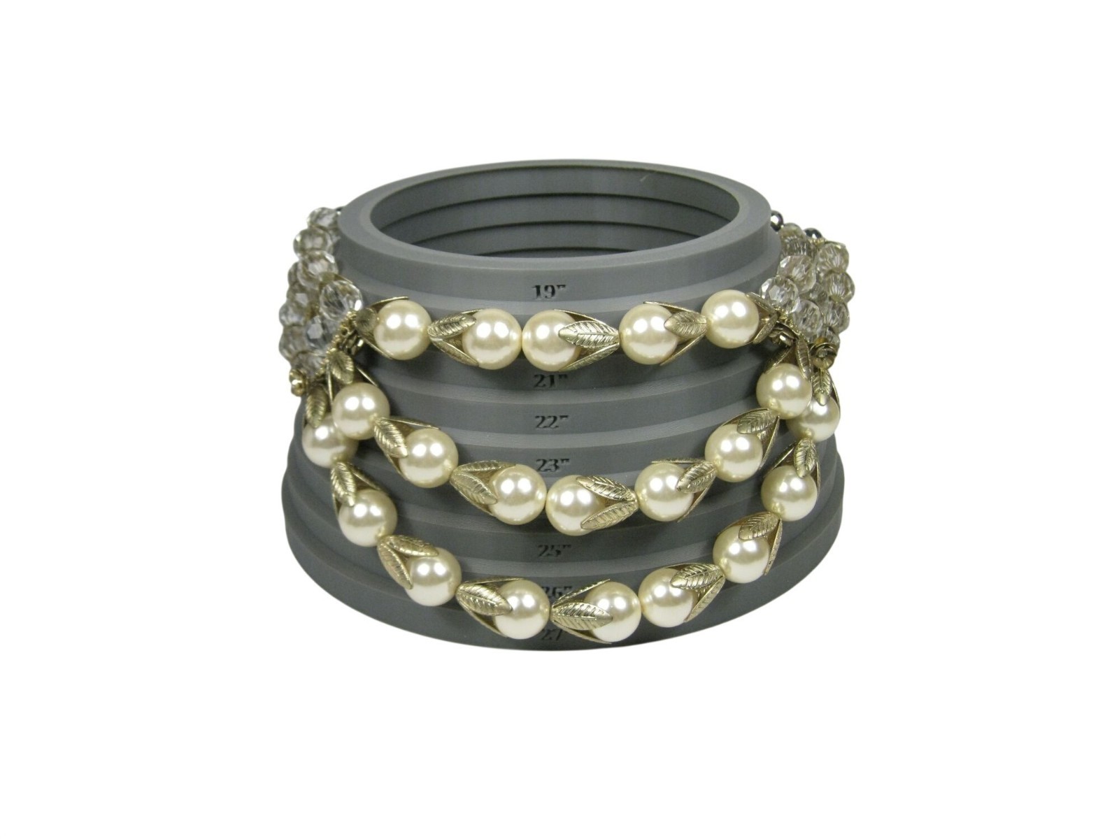 Lydell NYC Simulated Pearl Plastic Bib Necklace Gold Tone Multi Strand Statement