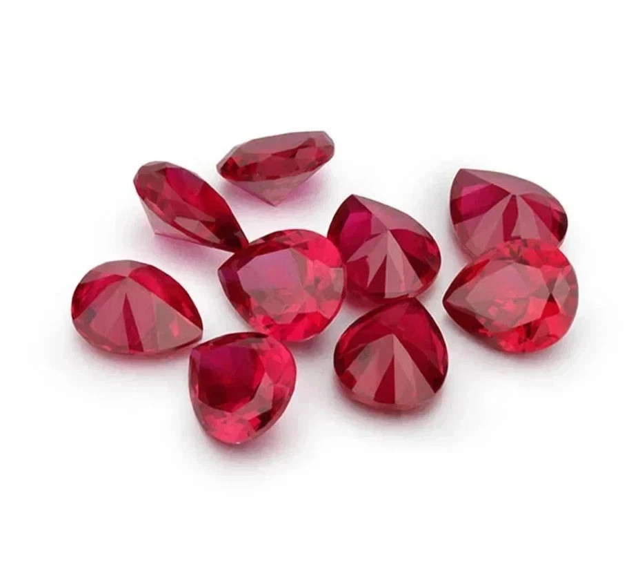 Natural 105 Ct+ Burmese Red Ruby LOT Loose Pear Cut Certified Gemstone 8-10 PCS