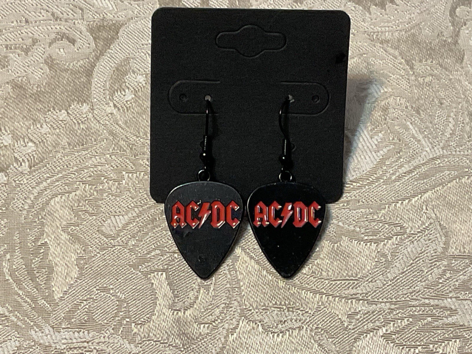 AC/DC Rock Music Band Festival Black Dangle Band Music Earrings