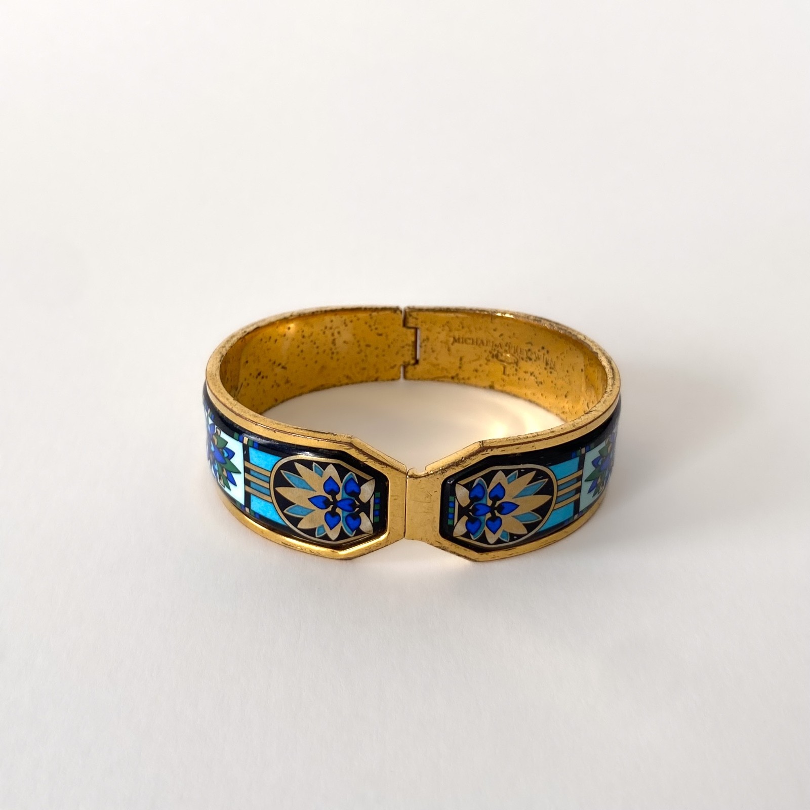 Michaela Frey Wien Vintage Gold Metal And Enamel Bracelet – 1980s