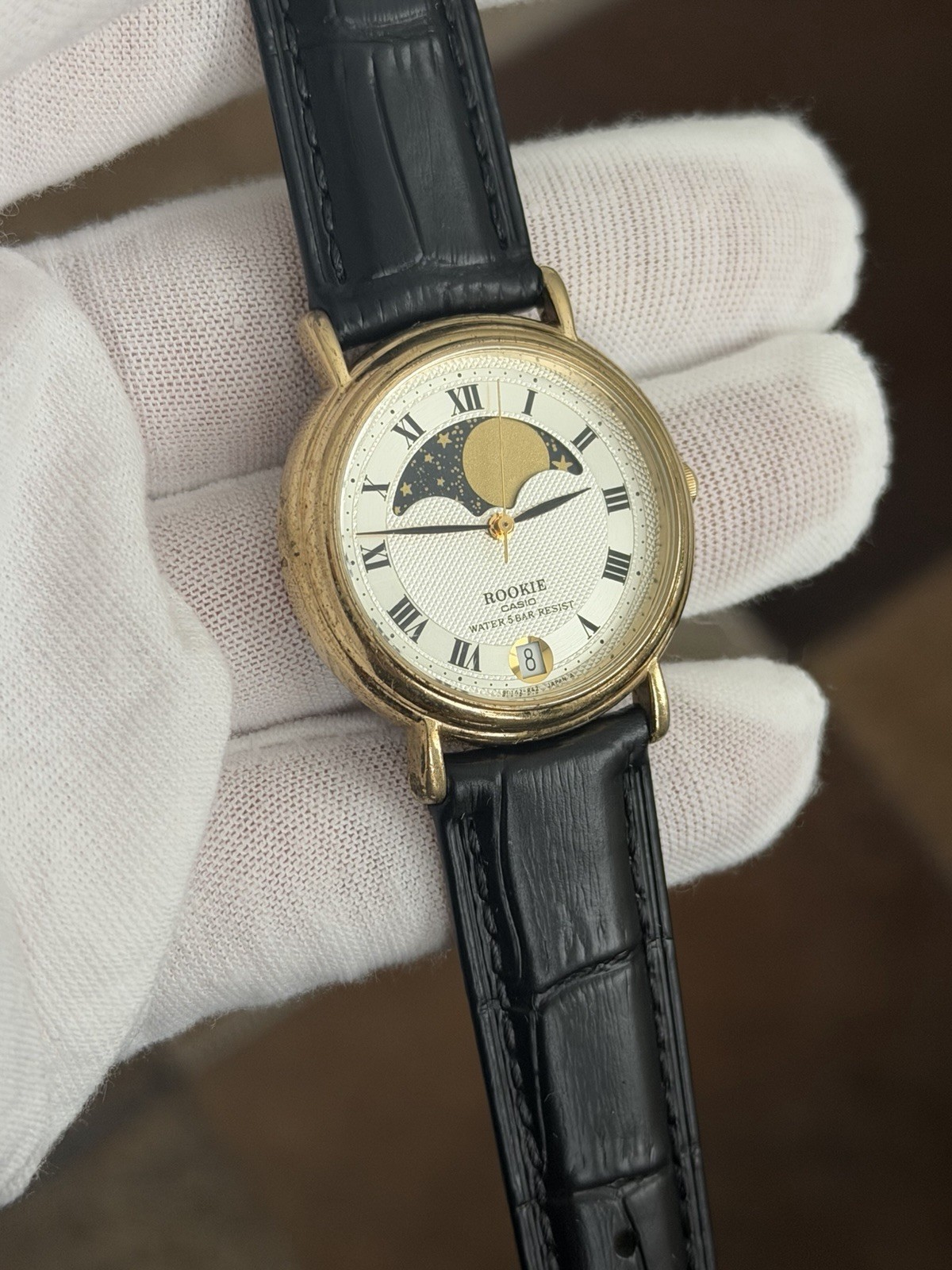 Rare Vintage Casio Rookie RKT-370 Moon Phase Men’s Classic Dress Watch JDM 1980s