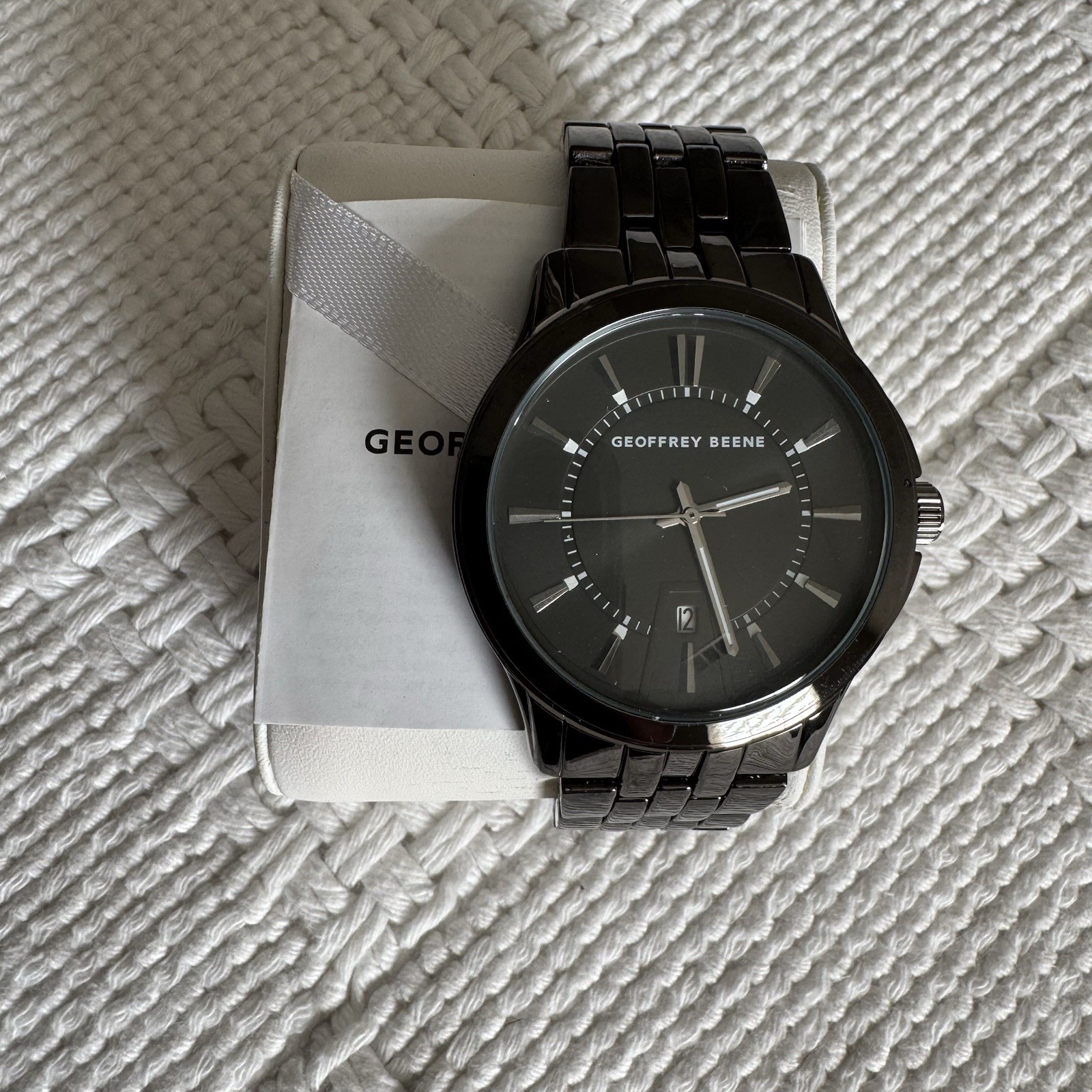 Geoffrey Beene Men’s Quartz Analog Stainless Steel Case Bracelet Watch