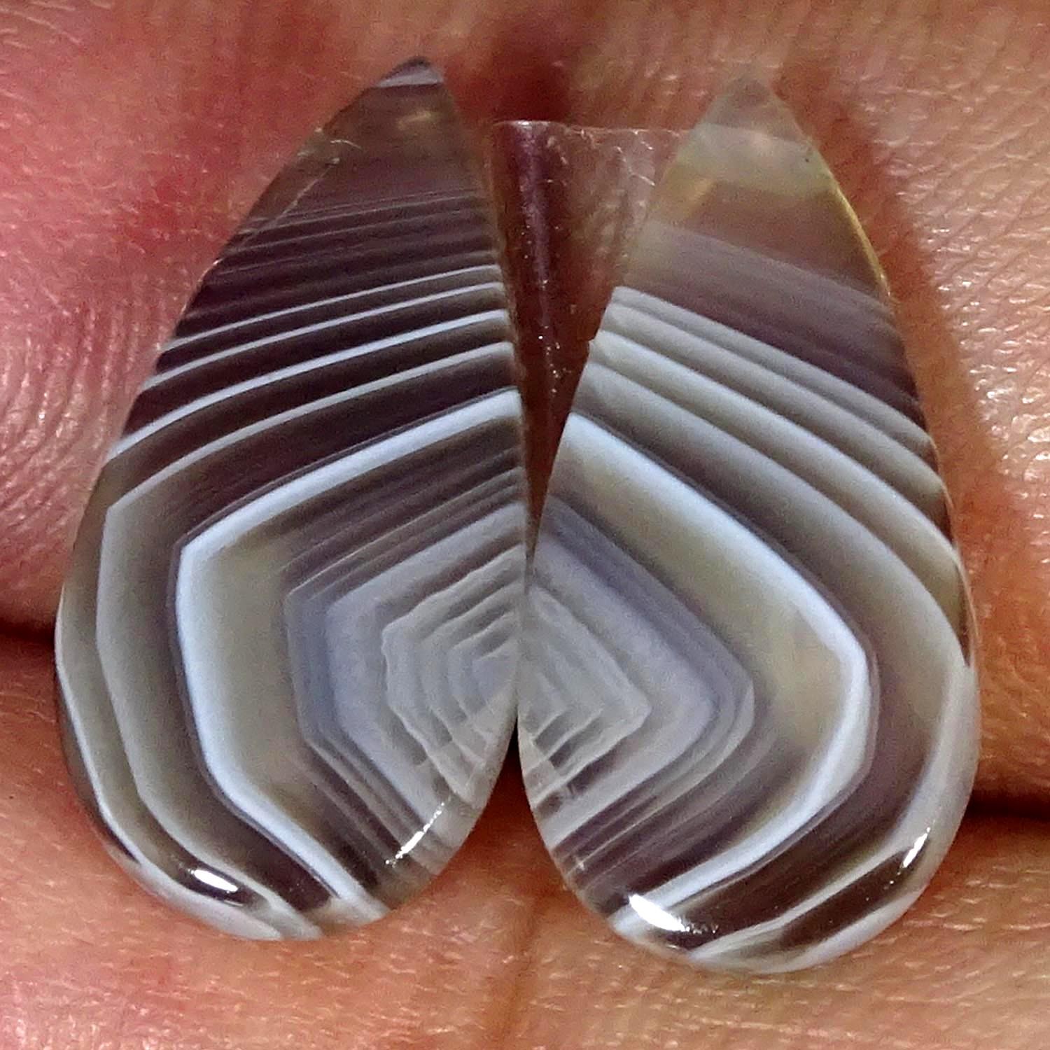8.40Cts 100% Natural Botswana Agate Pair Pear Cabochon Gemstone 9X17X3MM