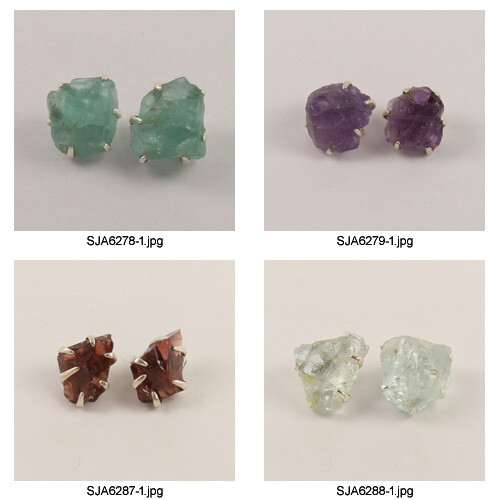 Natural Blue Apatite Rough Gemstone 925 Sterling Silver Earring Stud Jewelry