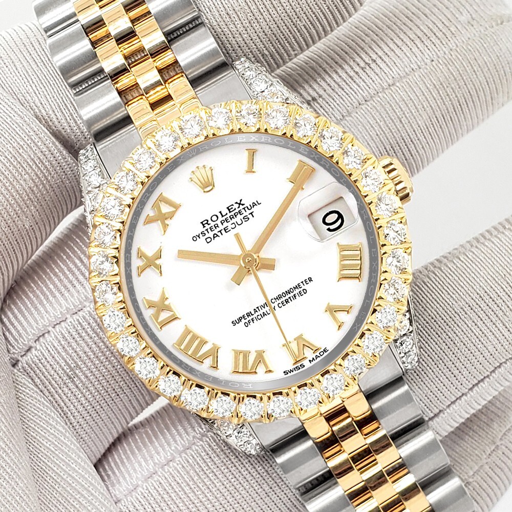 Rolex Datejust 31mm 2-Tone 178273 White Dial 4.4ct Diamond Bezel/Case Watch