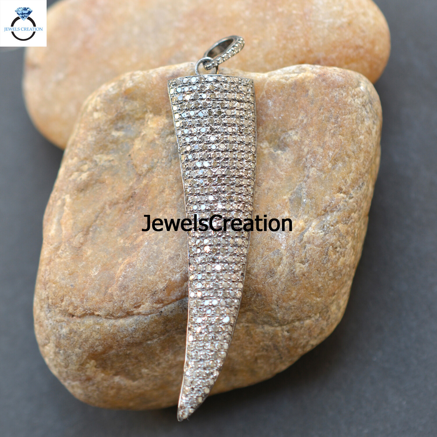 Sale!! Diamond Horn Pendant 925 Sterling Silver Pendant 16″ Link Chain Jewelry