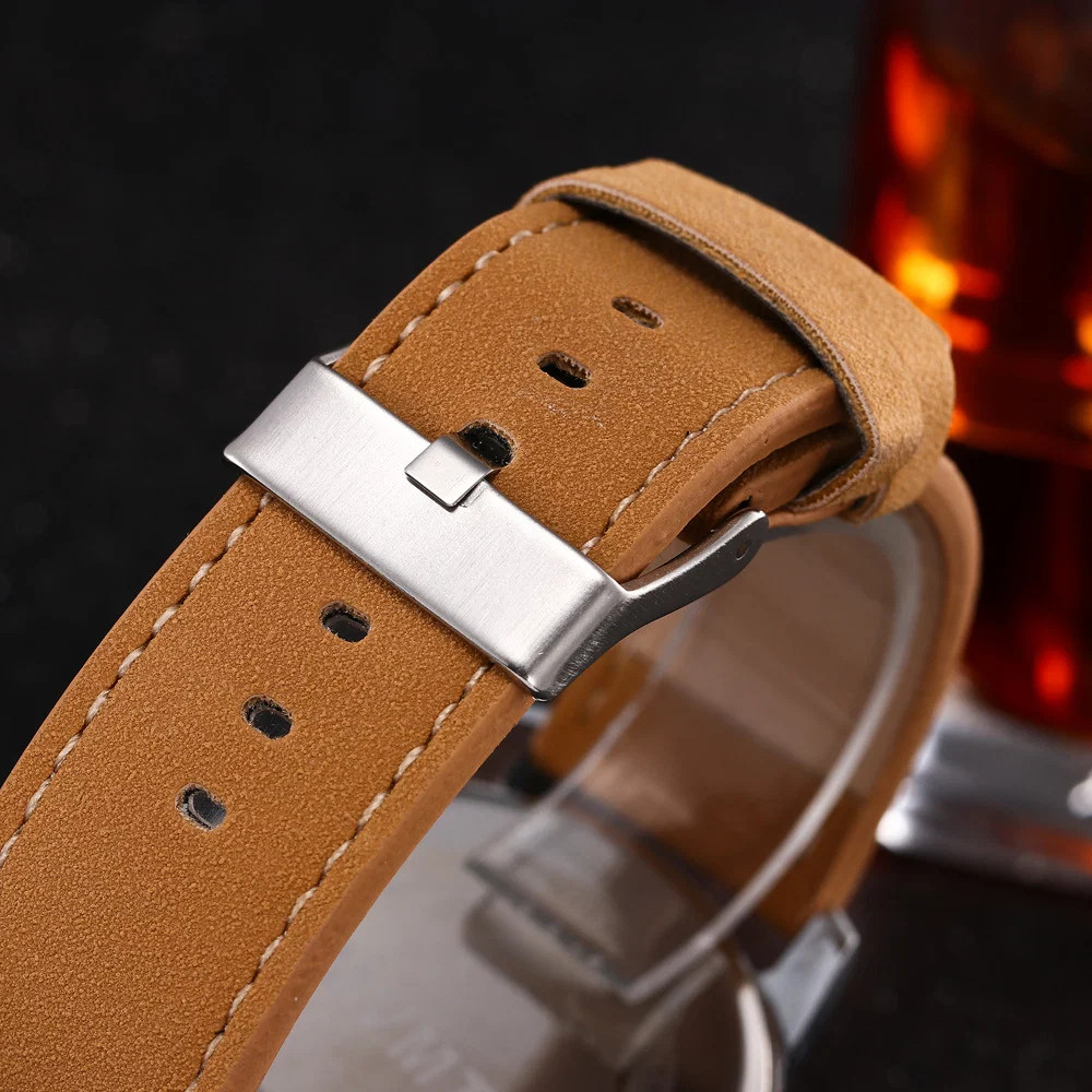 Mens Large Dial Military Style Sports Watch Leather Band 25cm Strap 2 6cm Daily