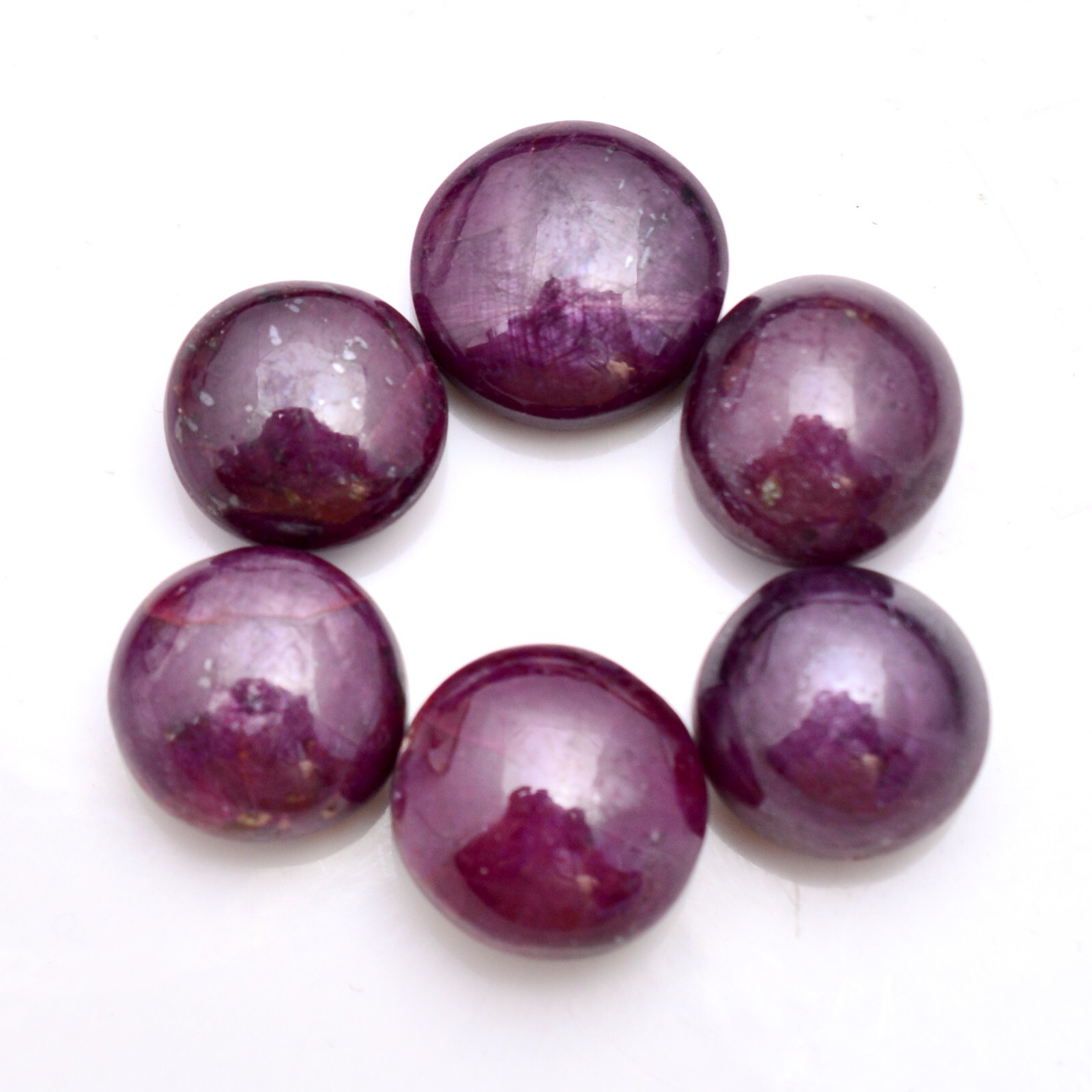 6 Pcs Natural Ruby 11.09mm-12.81mm Untreated Cabochon Loose Gemstones Wholesale