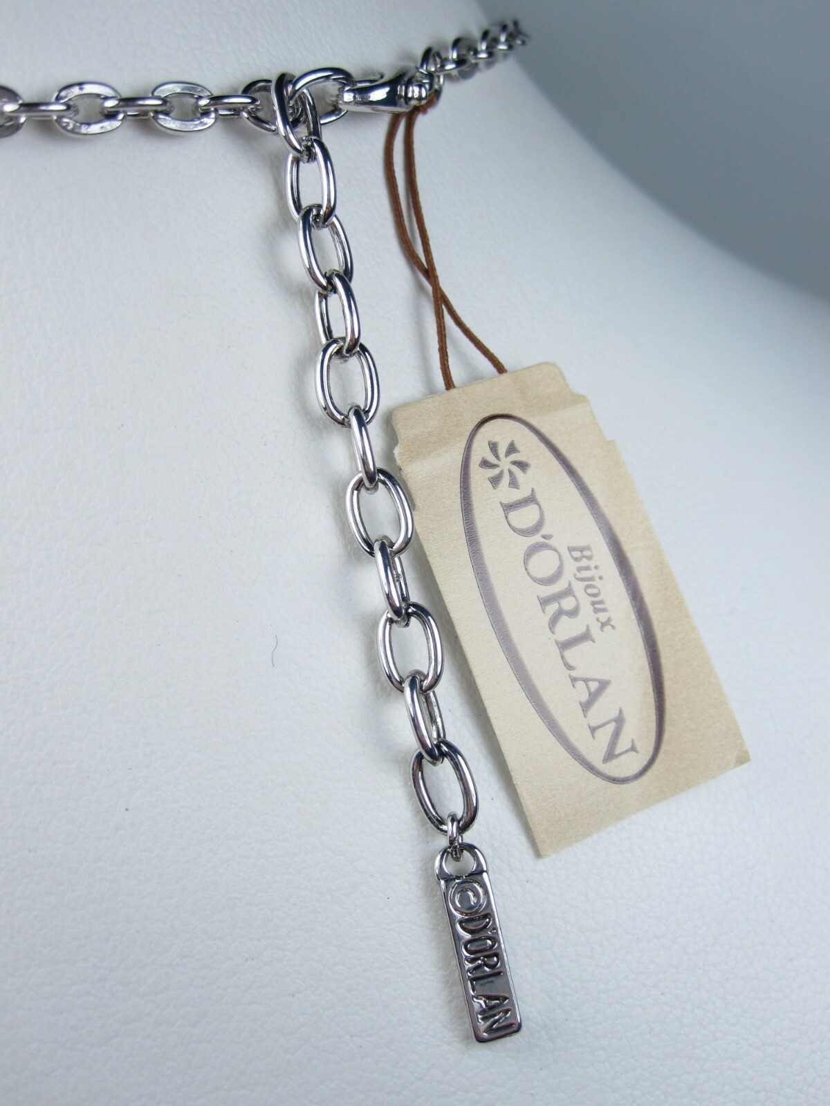 D’Orlan Rhodium Plated Necklace with Swarovski Crystals 16-18″ Length 2858