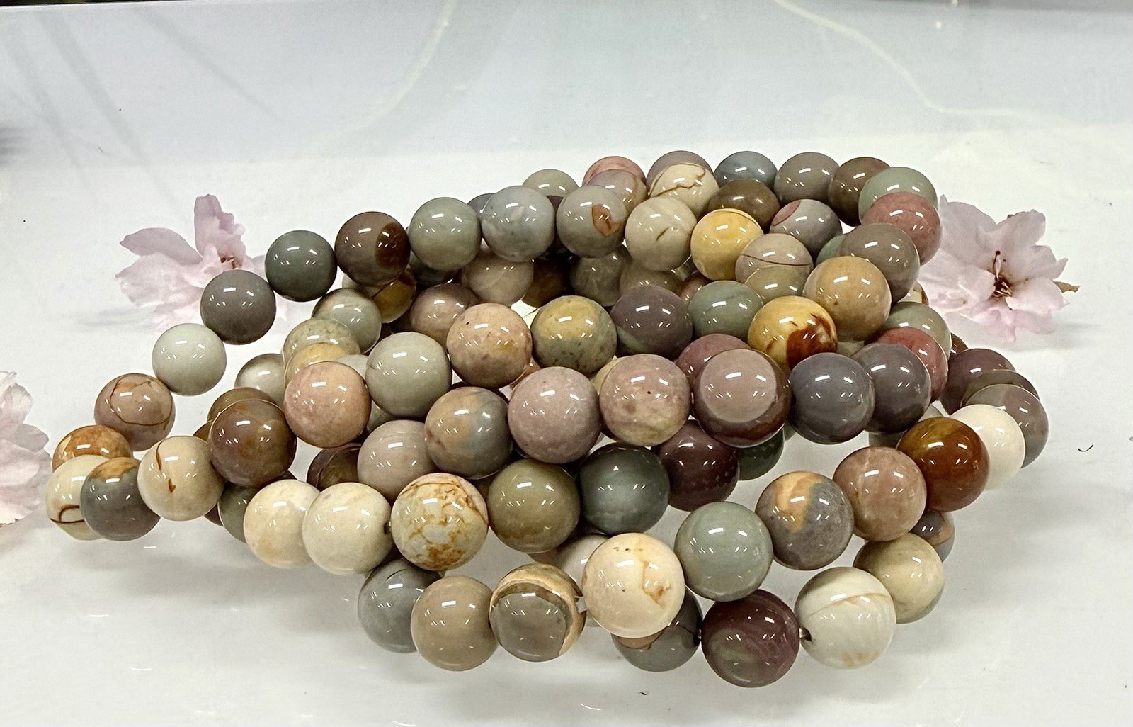 Wholesale Lot 6 Pcs Natural Alashan Agate 8mm Crystal Healing Stretch Bracelet