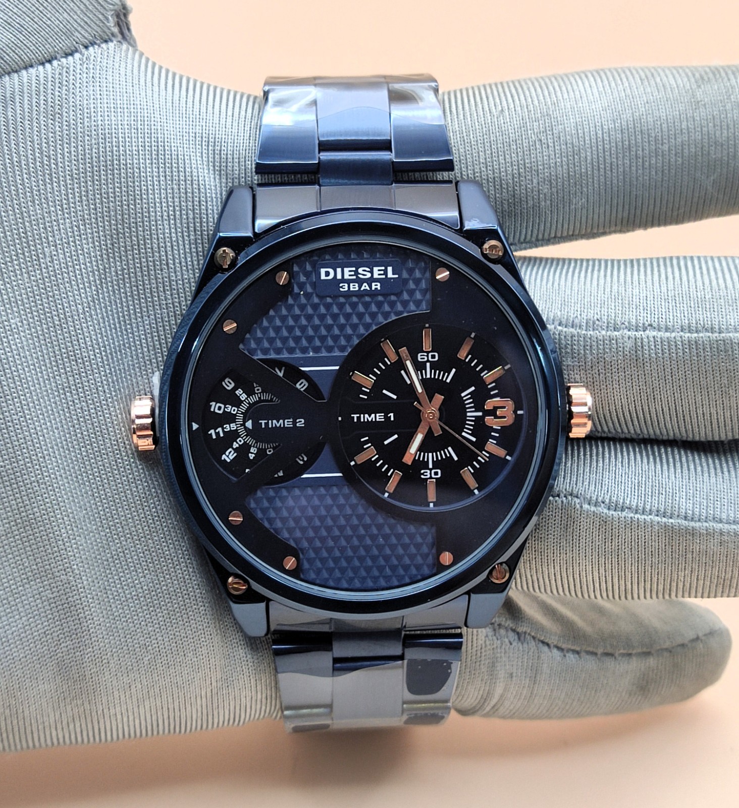 Luxury Diesel Only The Brave 3 Bar Dual Time Refurbished Men’s Wrist Watch