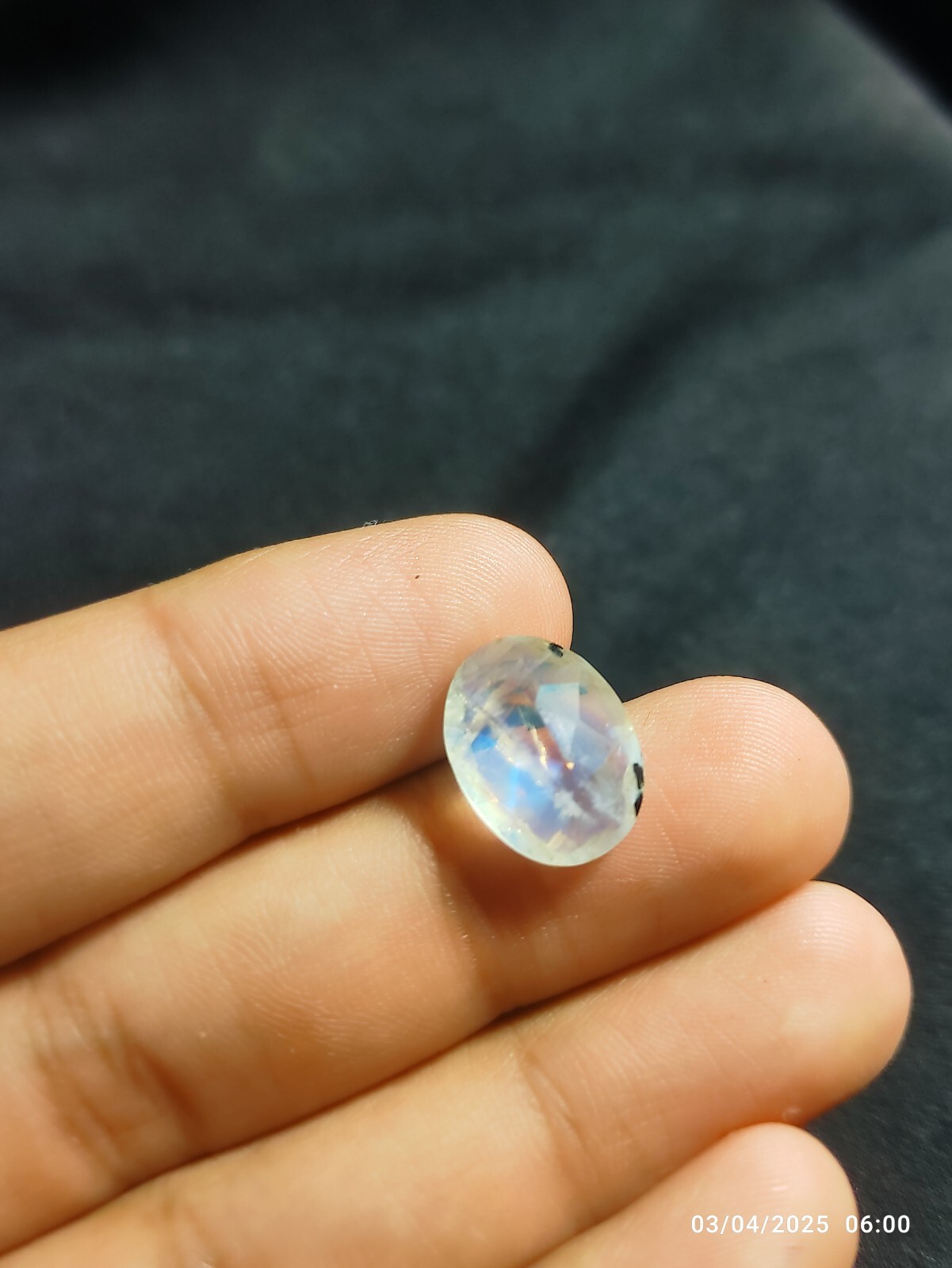 Rainbow Moonstone Faceted 8 Ct Gemstone Blue Fire