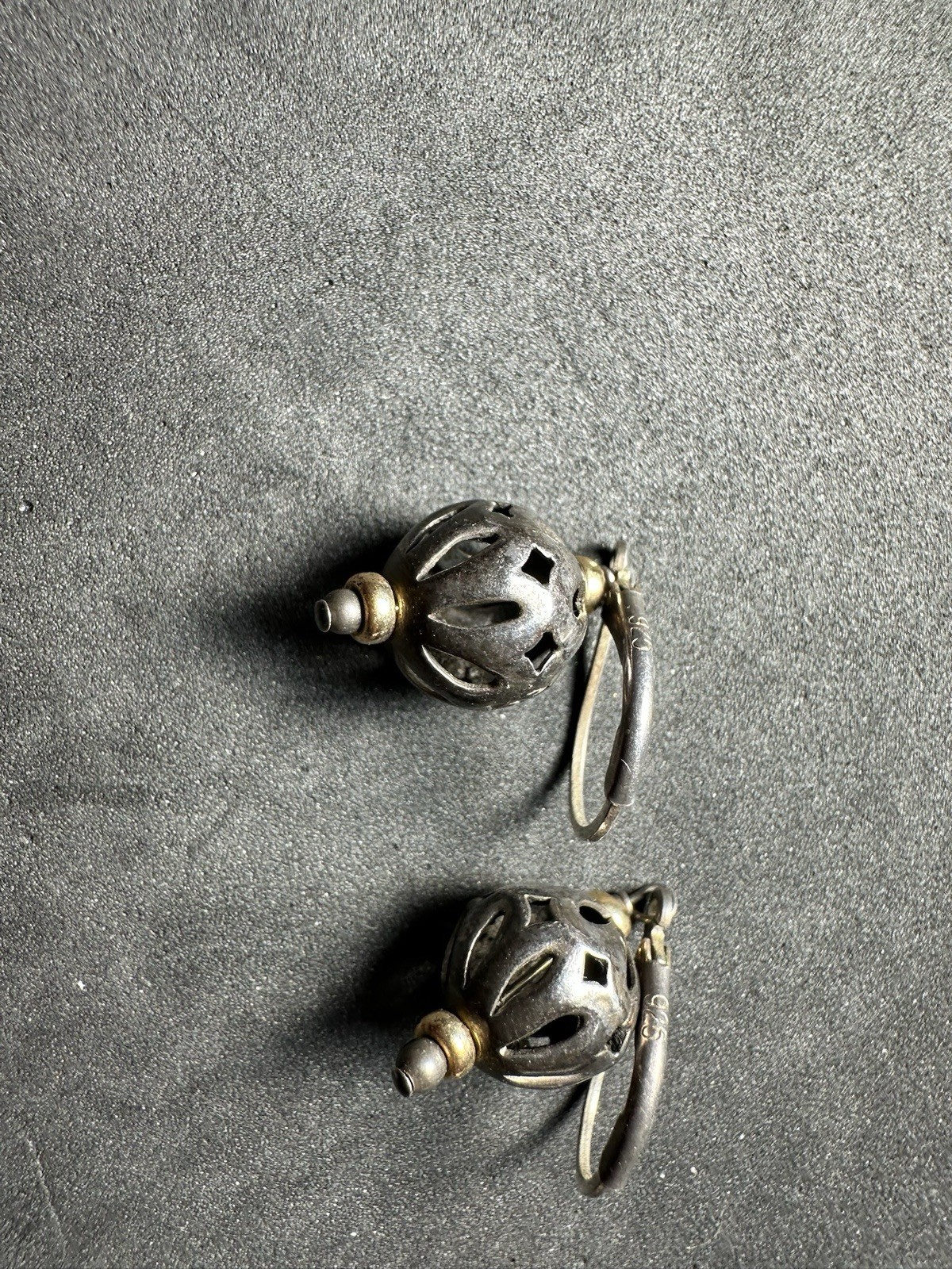 3.17g Sterling Silver Vintage 925 Filigree Perfume Bottle Dangle Drop Earrings