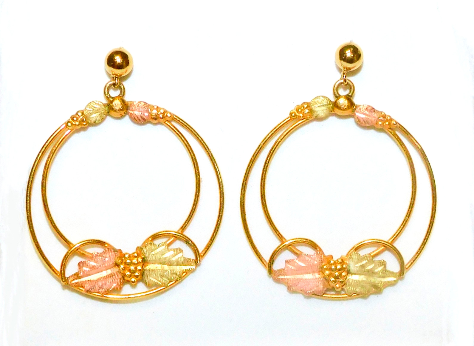 Black Hills Gold 10k Landstrom’s Large Circular Drop Earrings