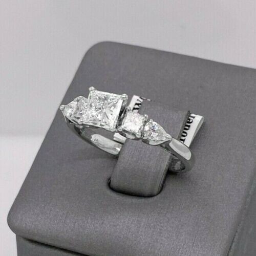 14k White Gold 1.25 CT Princess Diamond Engagement Ring, 3.6gm, Size 8, S102148
