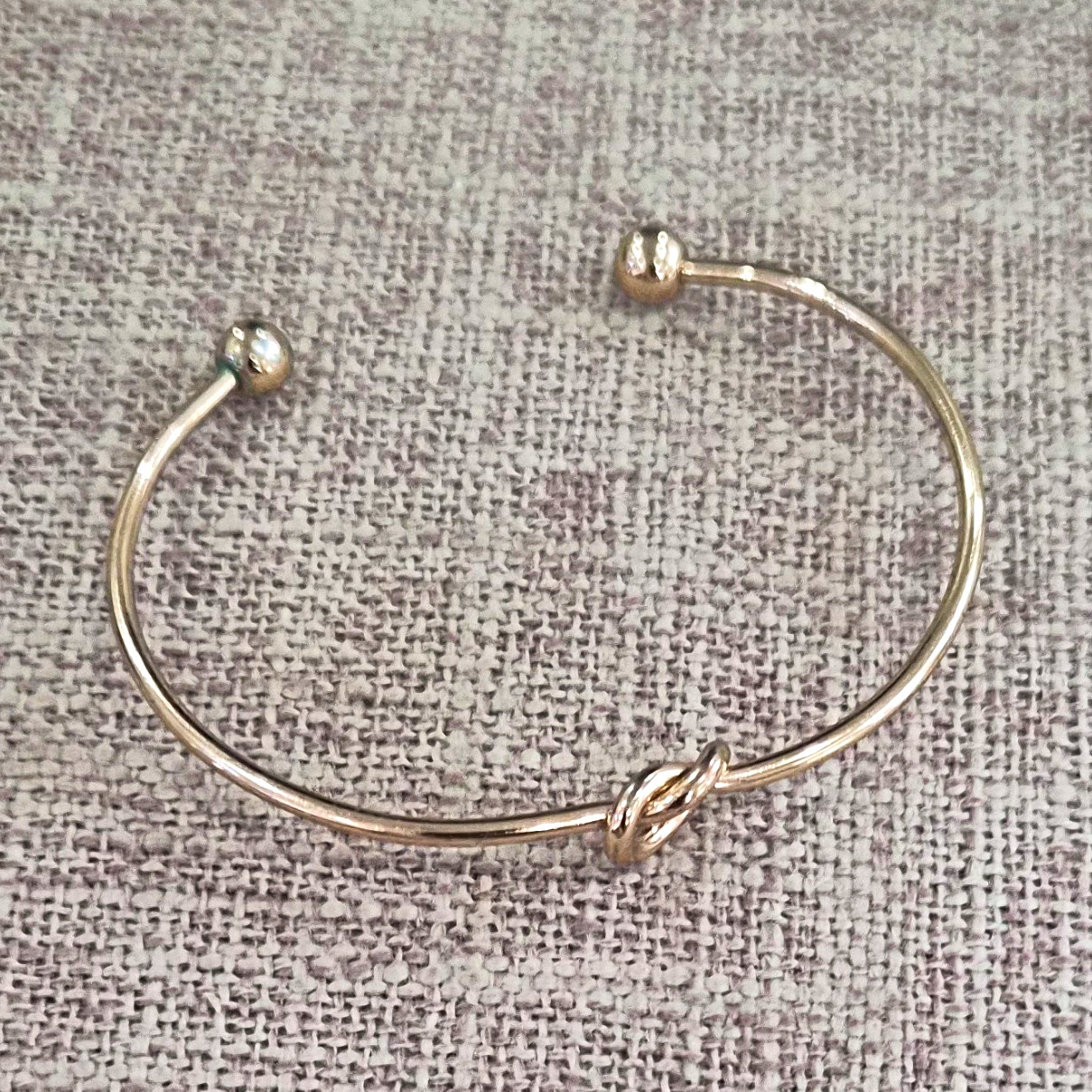 Gold Tone Knot Cuff Bracelet, Metal Stackable, No Stone, Love Theme Jewelry