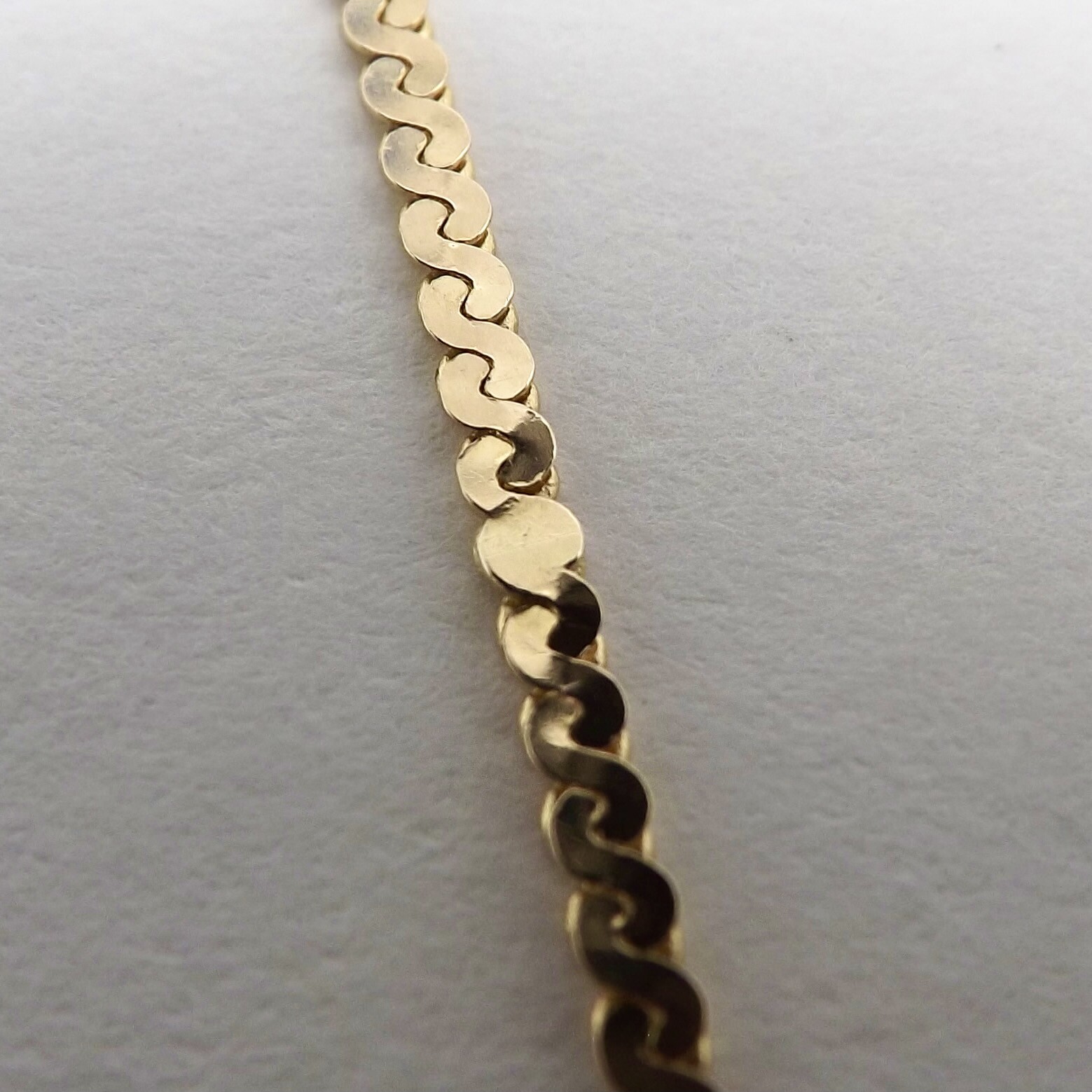 UnoAerre 14k Gold Italy Serpentine Flat S Link Pendant Chain Necklace 30in 8gr