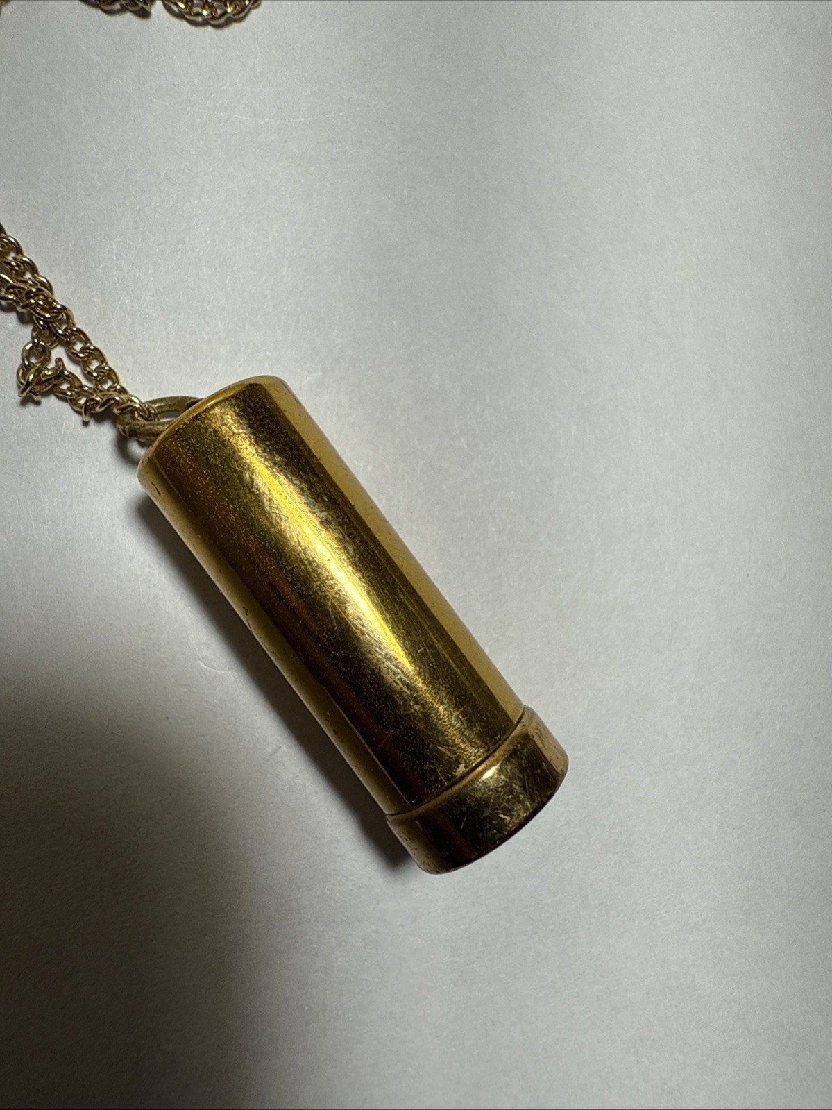 Necklace Pill Box On 18” Chain Yellow Gold Plated Signed “scope Pat Pending” Old
