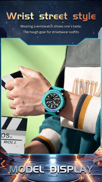 Sport Multiple Functions Watch Dual Display Quartz + Electronic 12/24 Hour 5Atm