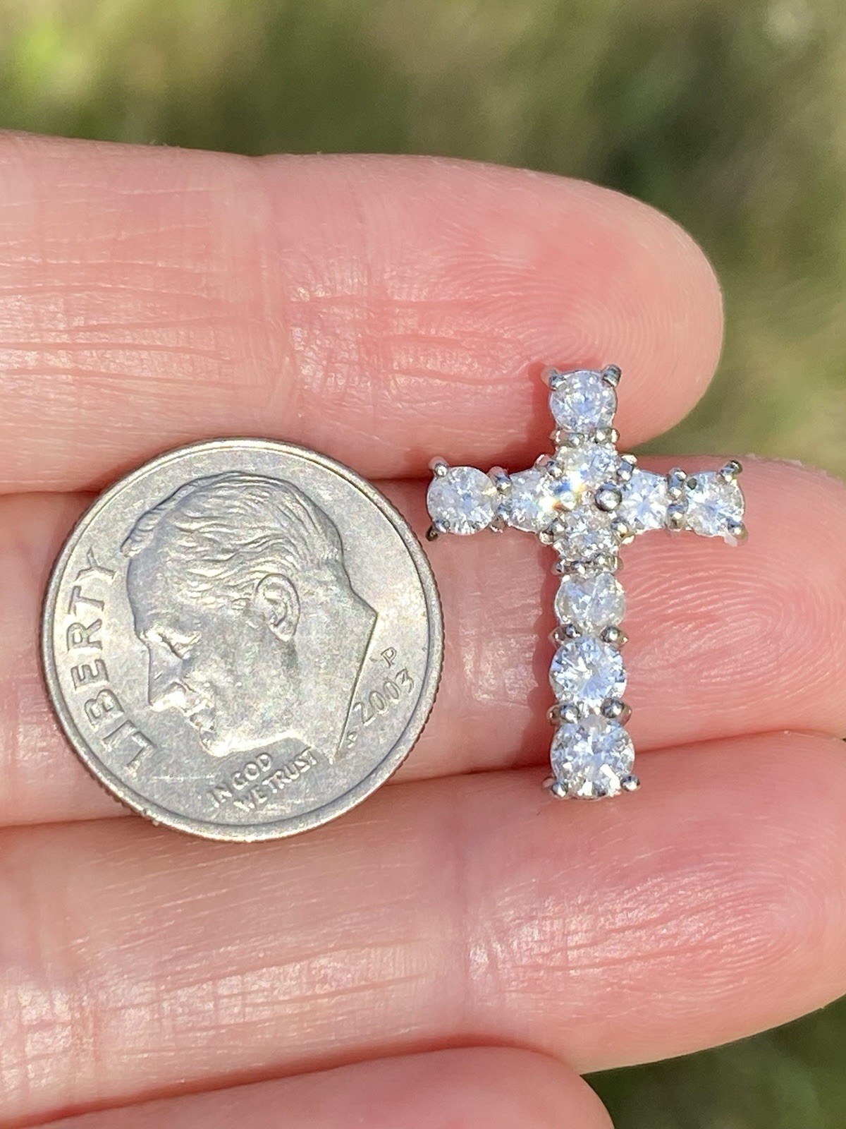 Solid Platinum 1.00TCW 100% Natural Diamond Cross Pendant