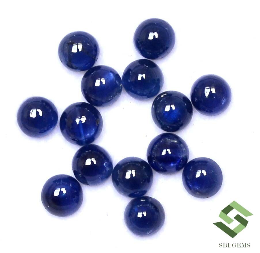 4 mm Natural Blue Sapphire Round Cabochon Lot 13 Pcs 6.16 CTS Loose Gemstones