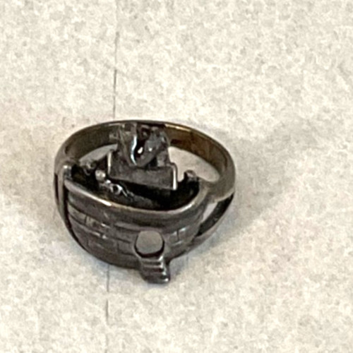 Noah’s Ark Sterling Silver 925 Ring Boat Giraffe Animal Diameter 3/4 inch