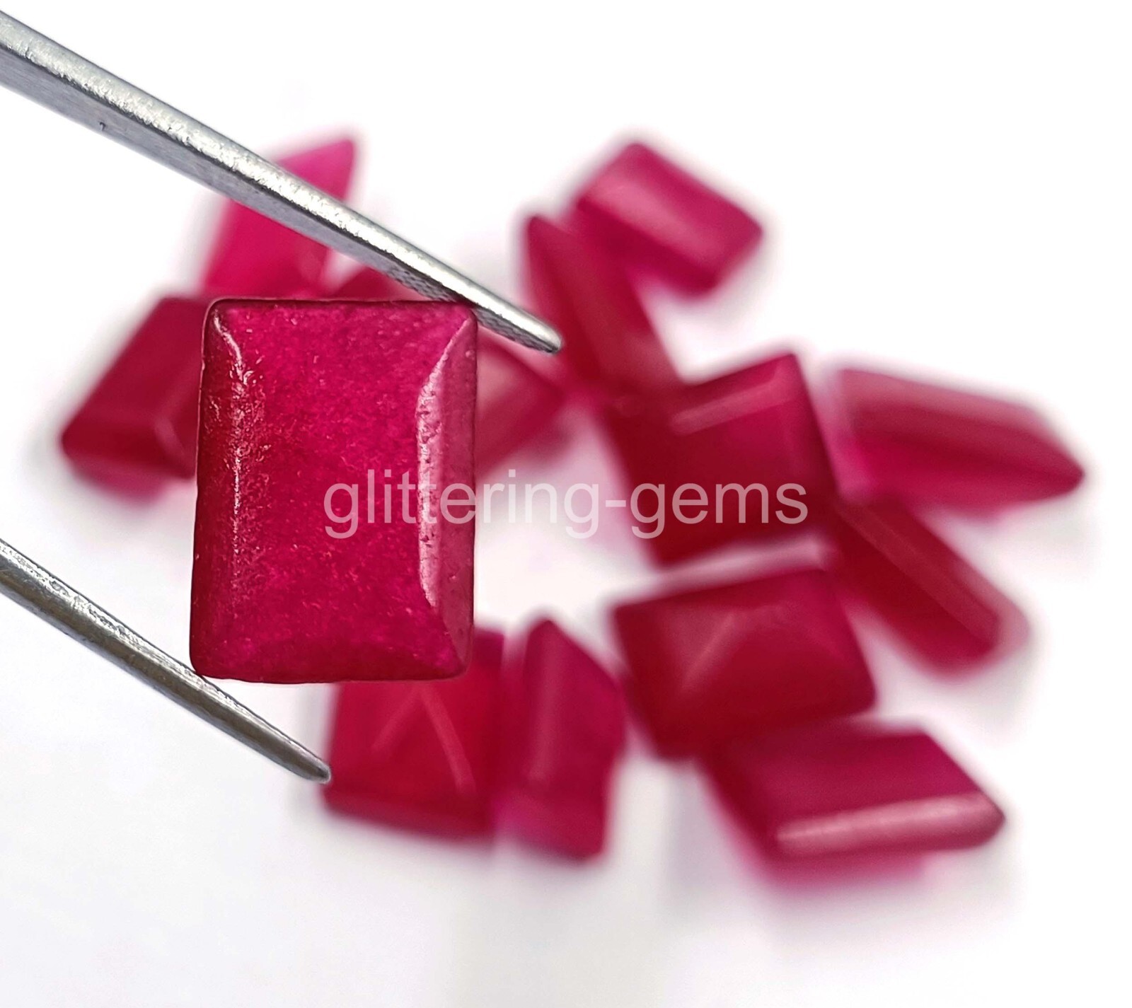DYED 120 Ct Natural Pink Ruby Lot Emerald Cut Certified IGL Loose Gemstone 5MSZ