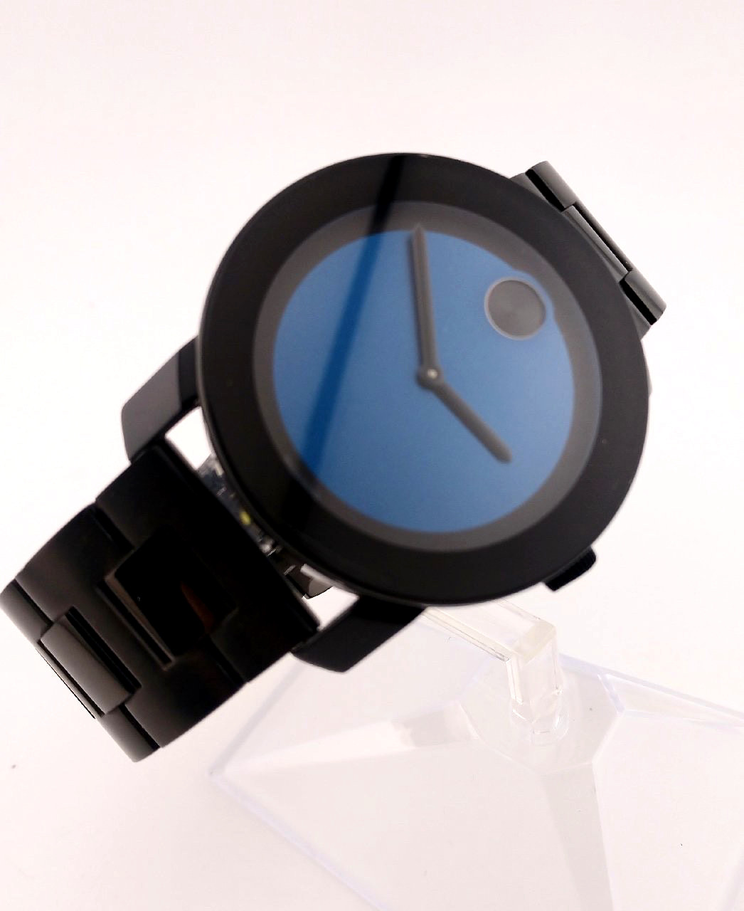 Movado Mens BOLD TR90 42mm Swiss Black SS Case W/Azure Blue Dial~Display Special