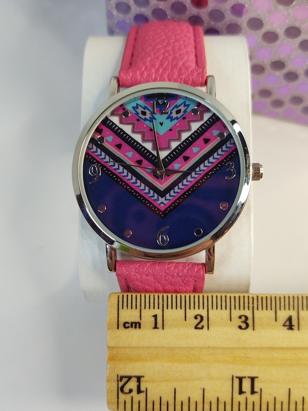 Pink Accutime Fashion Watch Faux Leather Band comes with Gift Box