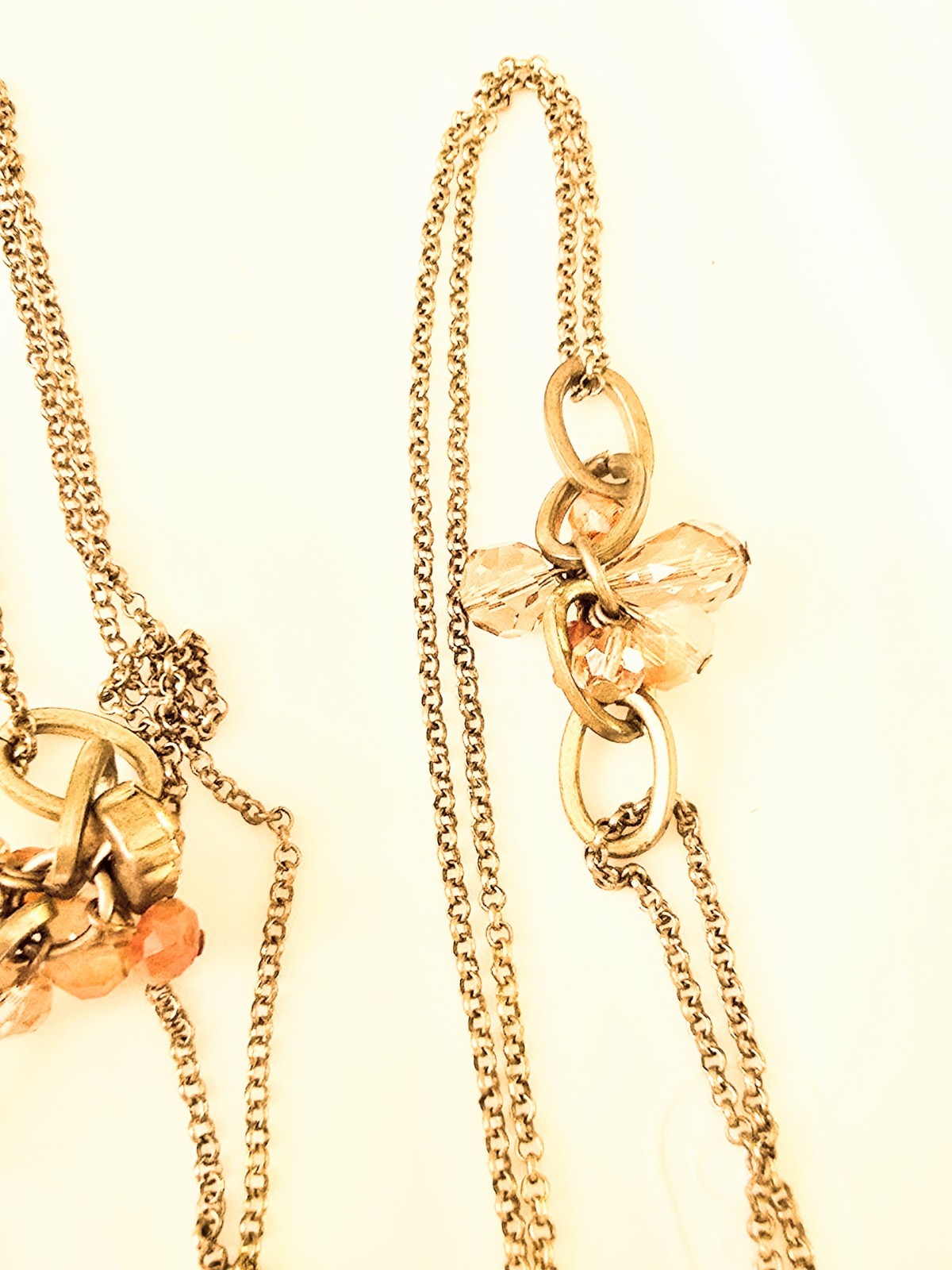 2 LOFT Signed Gold Tone Necklaces 34in Yellow Flower Cluster 18in Blue/yellow