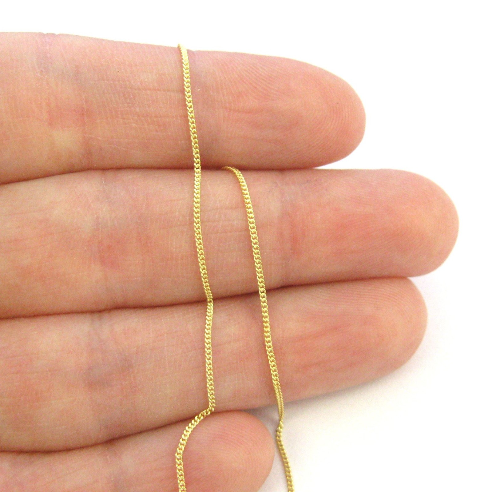 18K Gold Filled Hypo-Allergenic 2mm Italian Cuban Curb Link Chain Necklace G819G