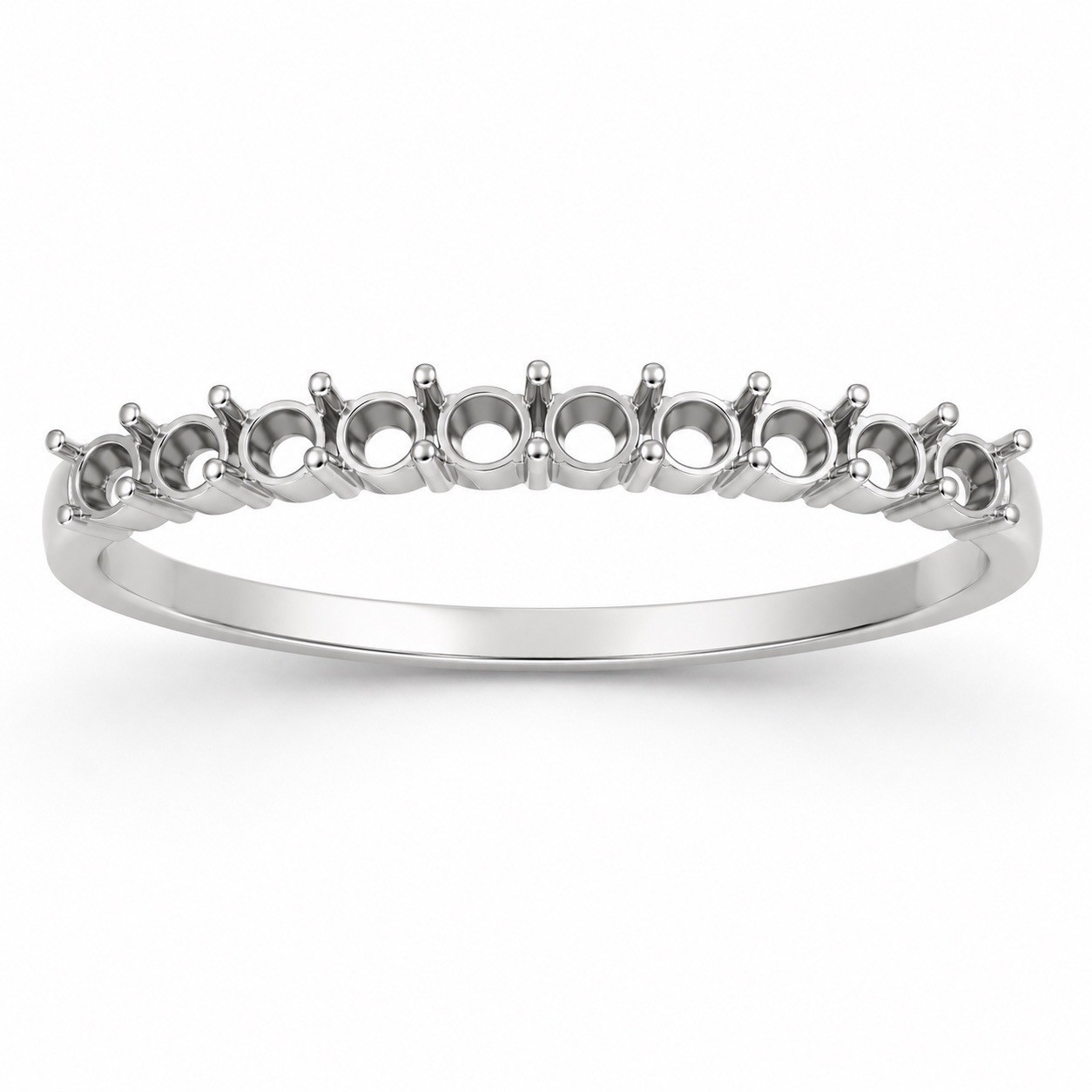 Round 2mm to 2.5mm Semi Mount Ring 925 Silver & 14K ,10K Gold Prong Setting