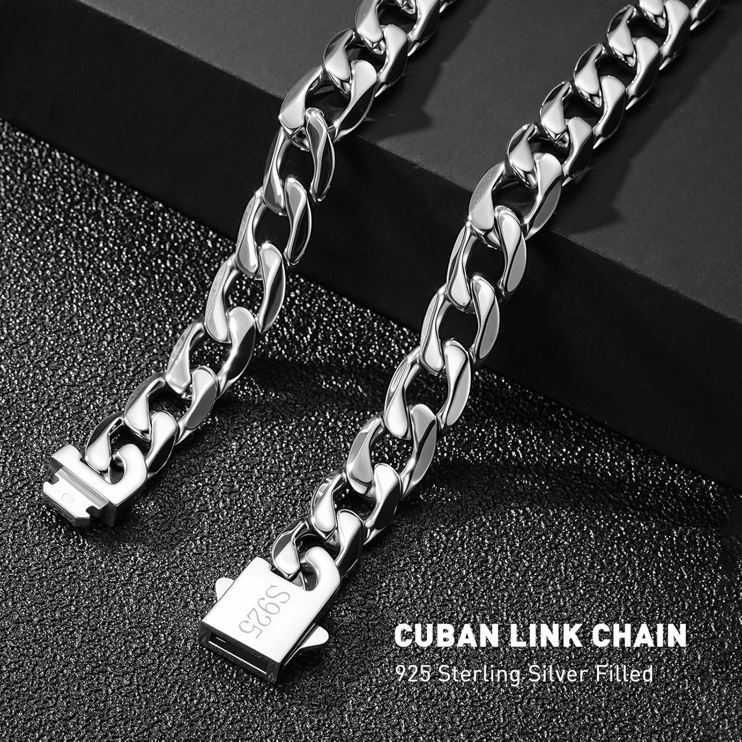 Cadena cubana 11MM para hombres acero inoxidable 316L y plata 925 20 30